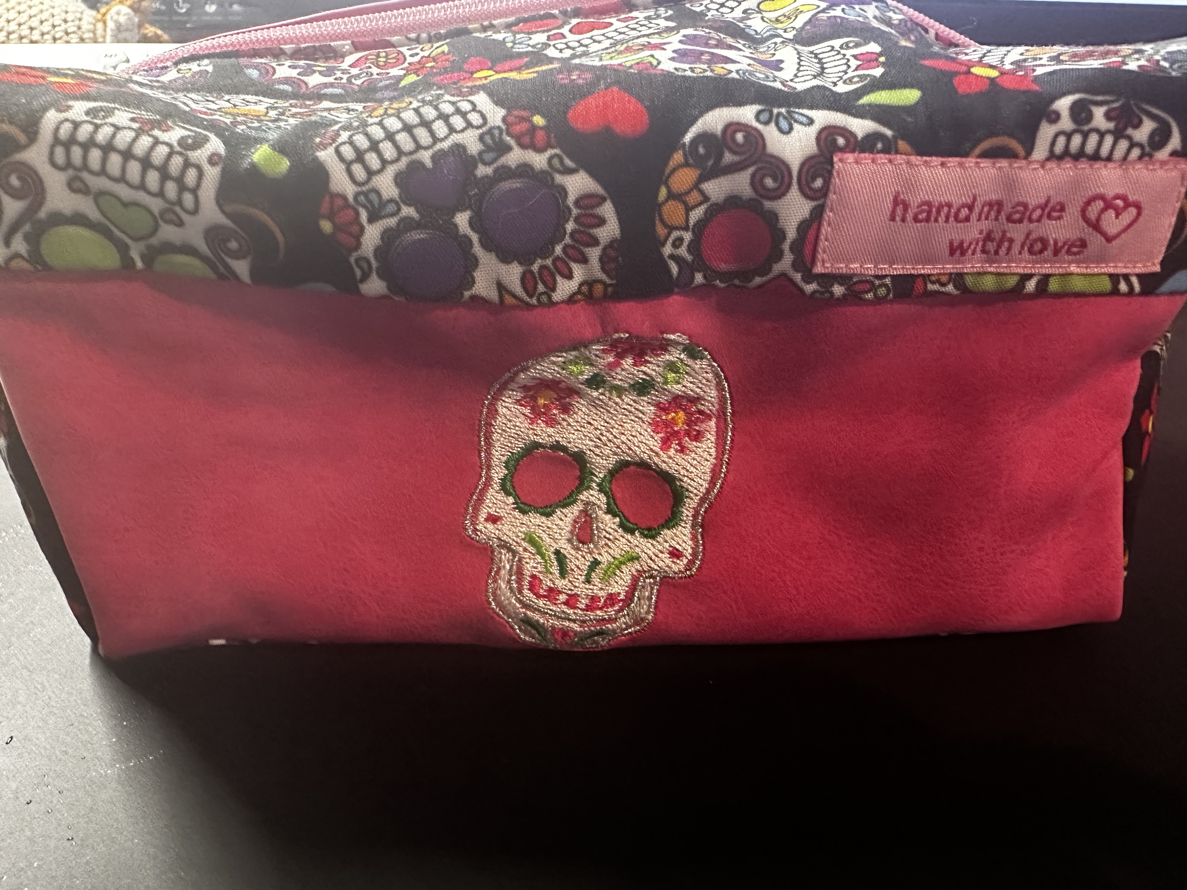 Hand made Day of the Dead Make Up Bag / Pencil Case
