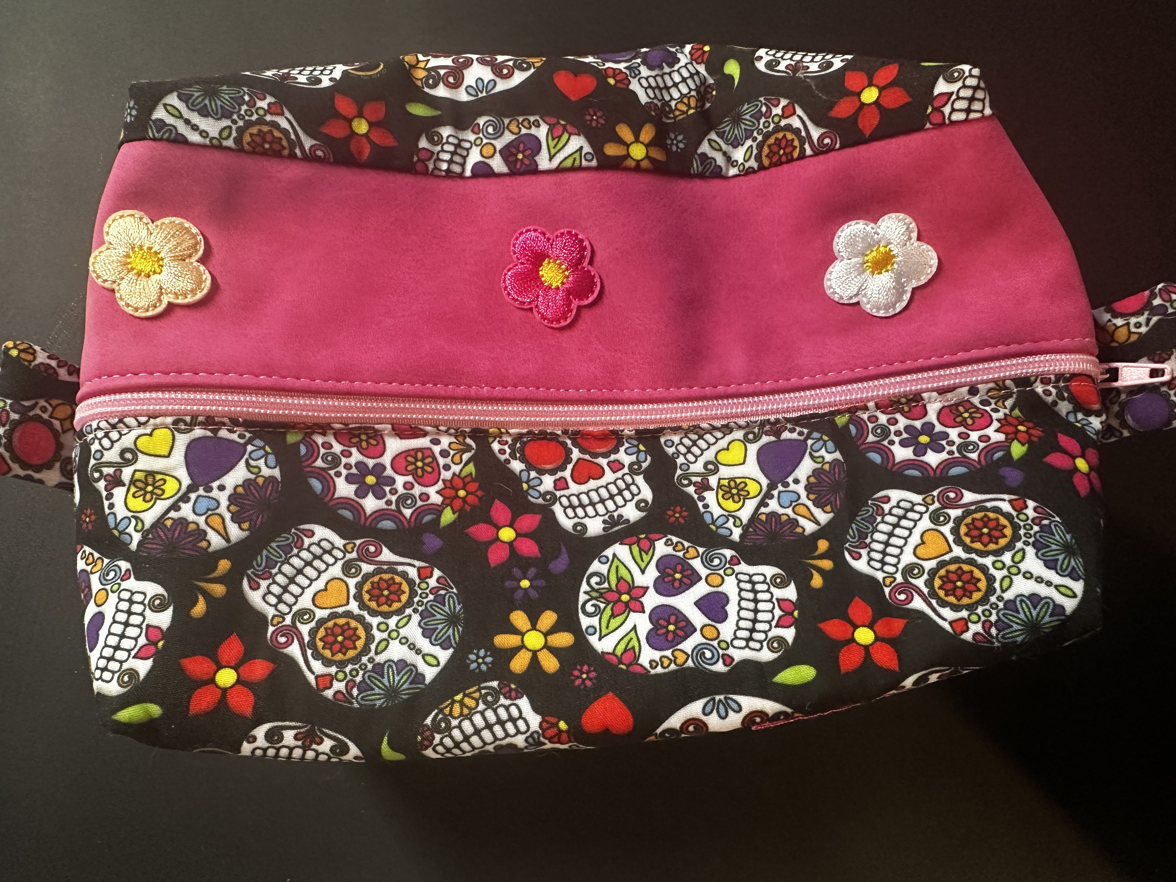 Hand made Day of the Dead Make Up Bag / Pencil Case