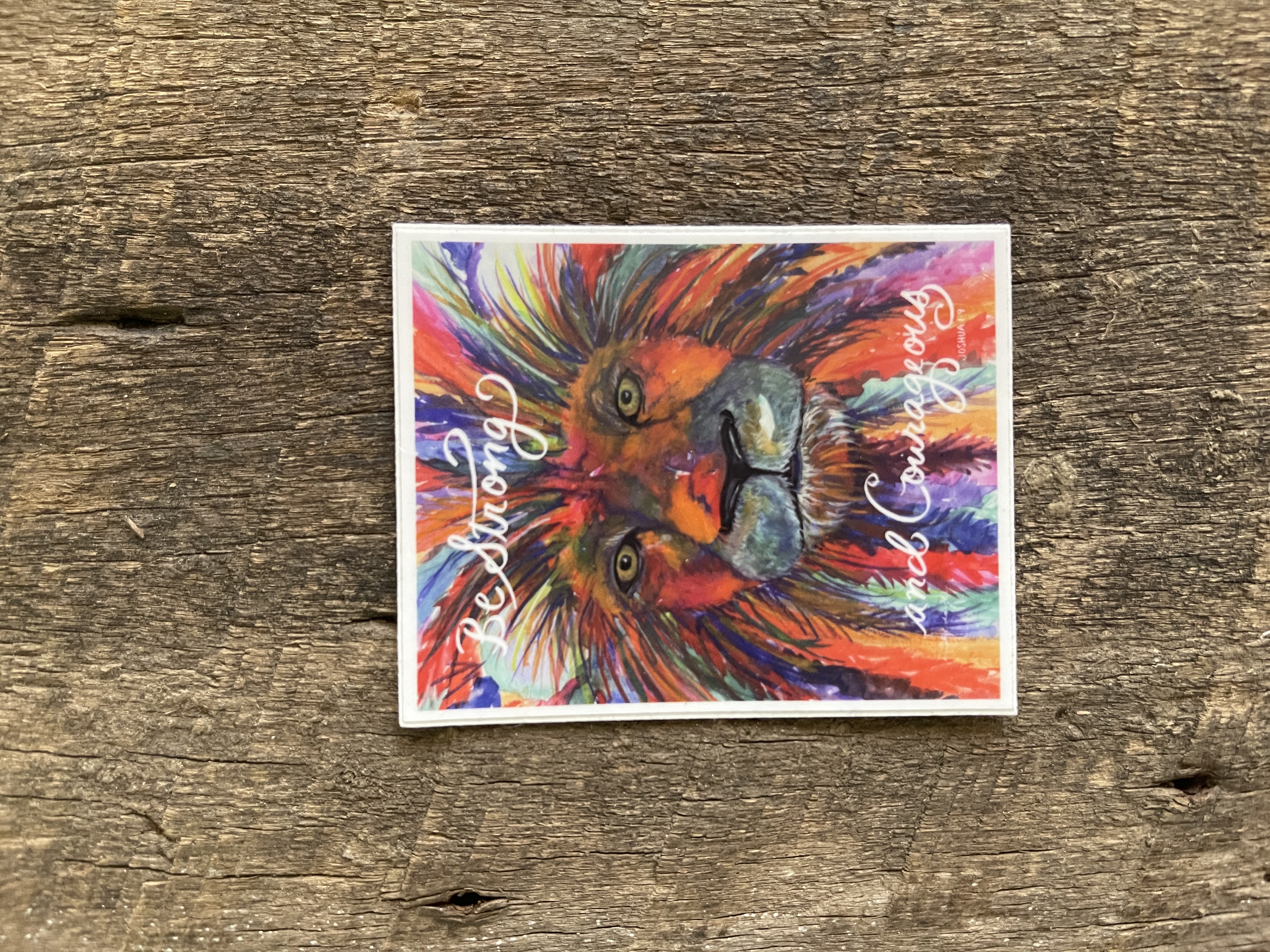 Be Strong and Courageous Colorful Lion Art Sticker