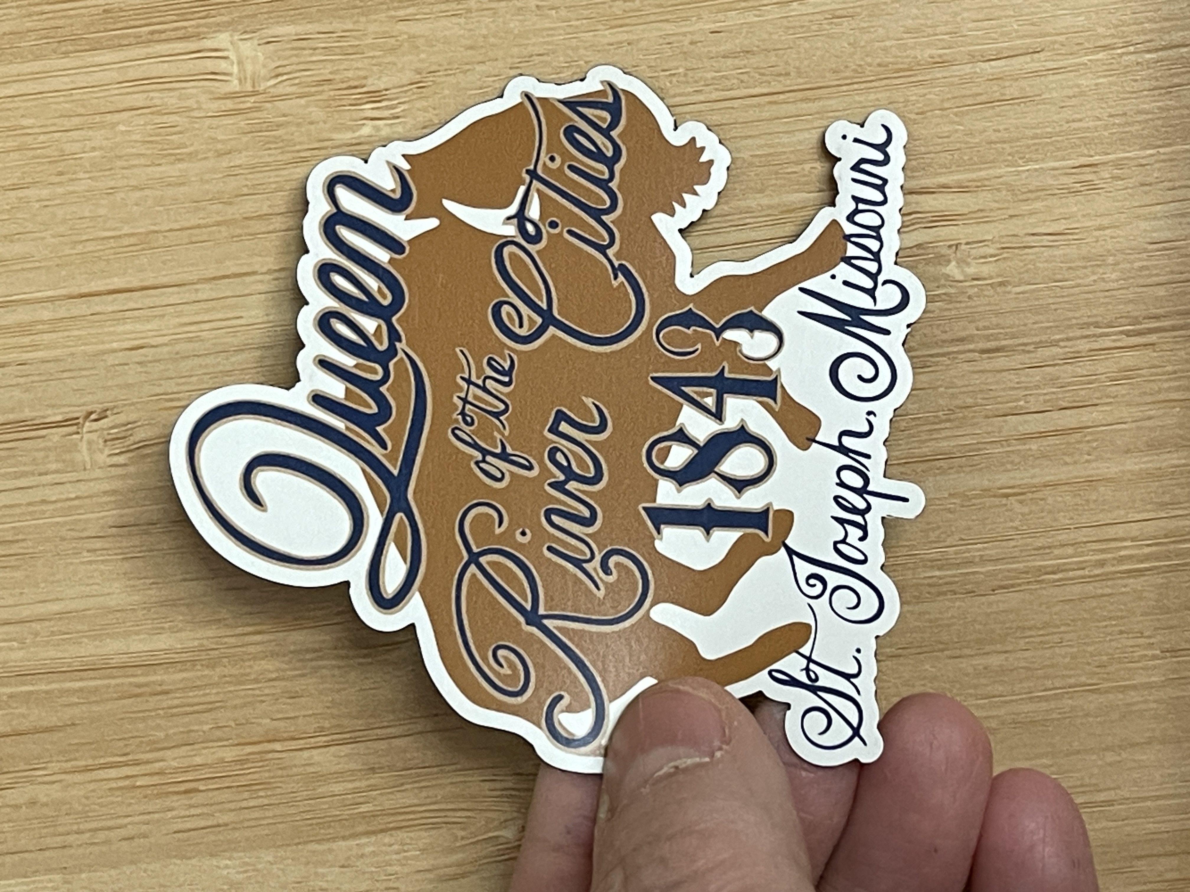 Queen of the River Cities, Brown Buffalo St. Joseph Missouri Sticker