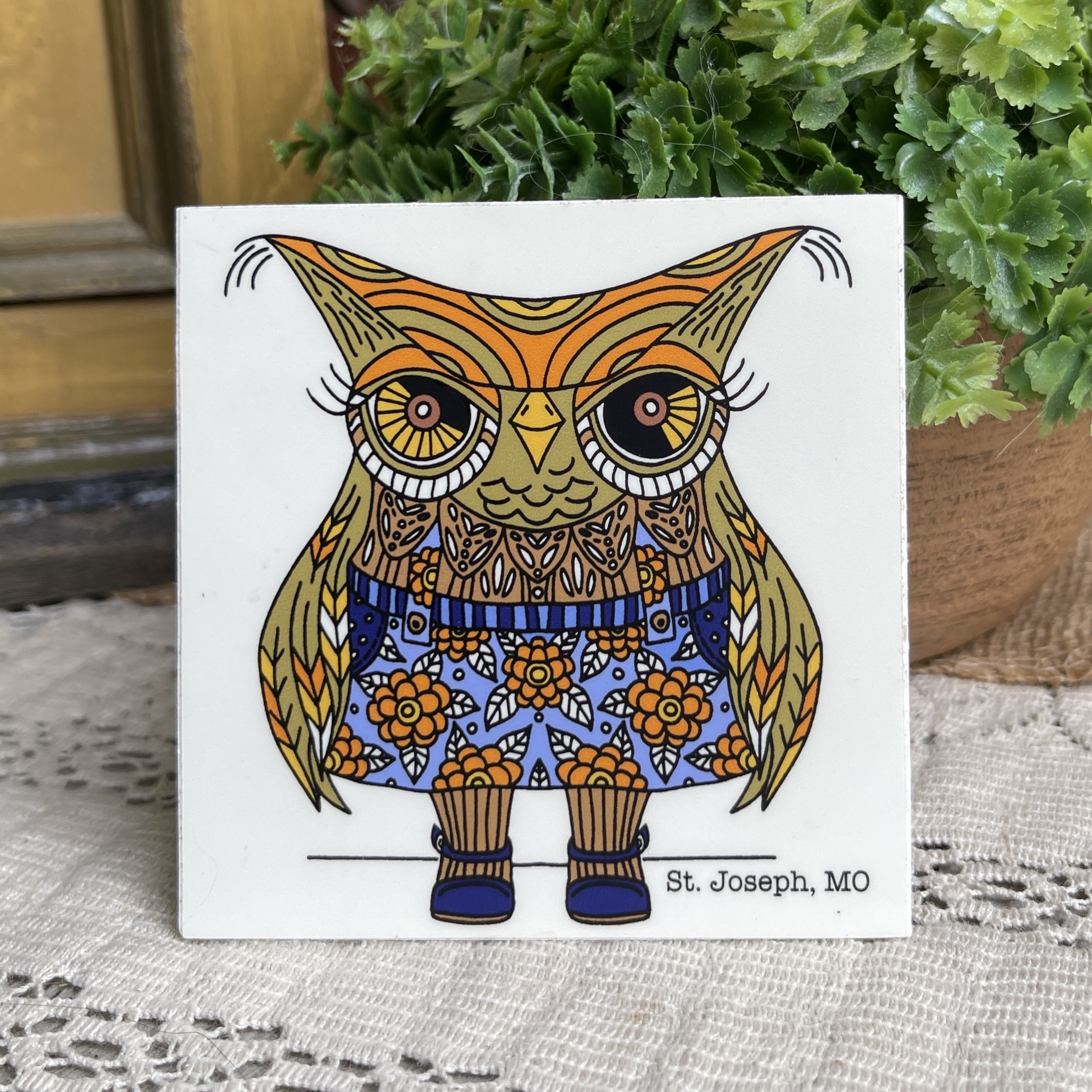 Groovy Owl St. Joseph Sticker