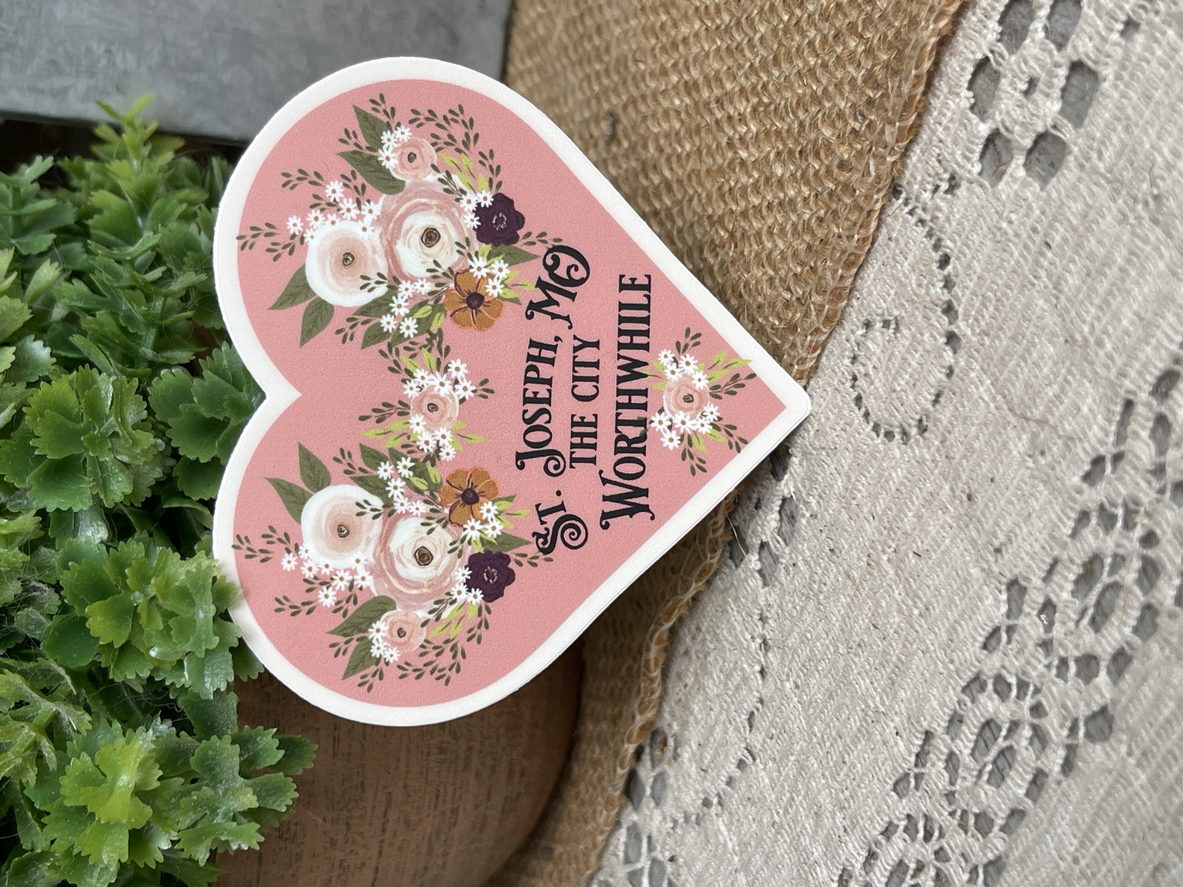 St. Joseph, MO the City Worthwhile Heart-shaped Floral Sticker
