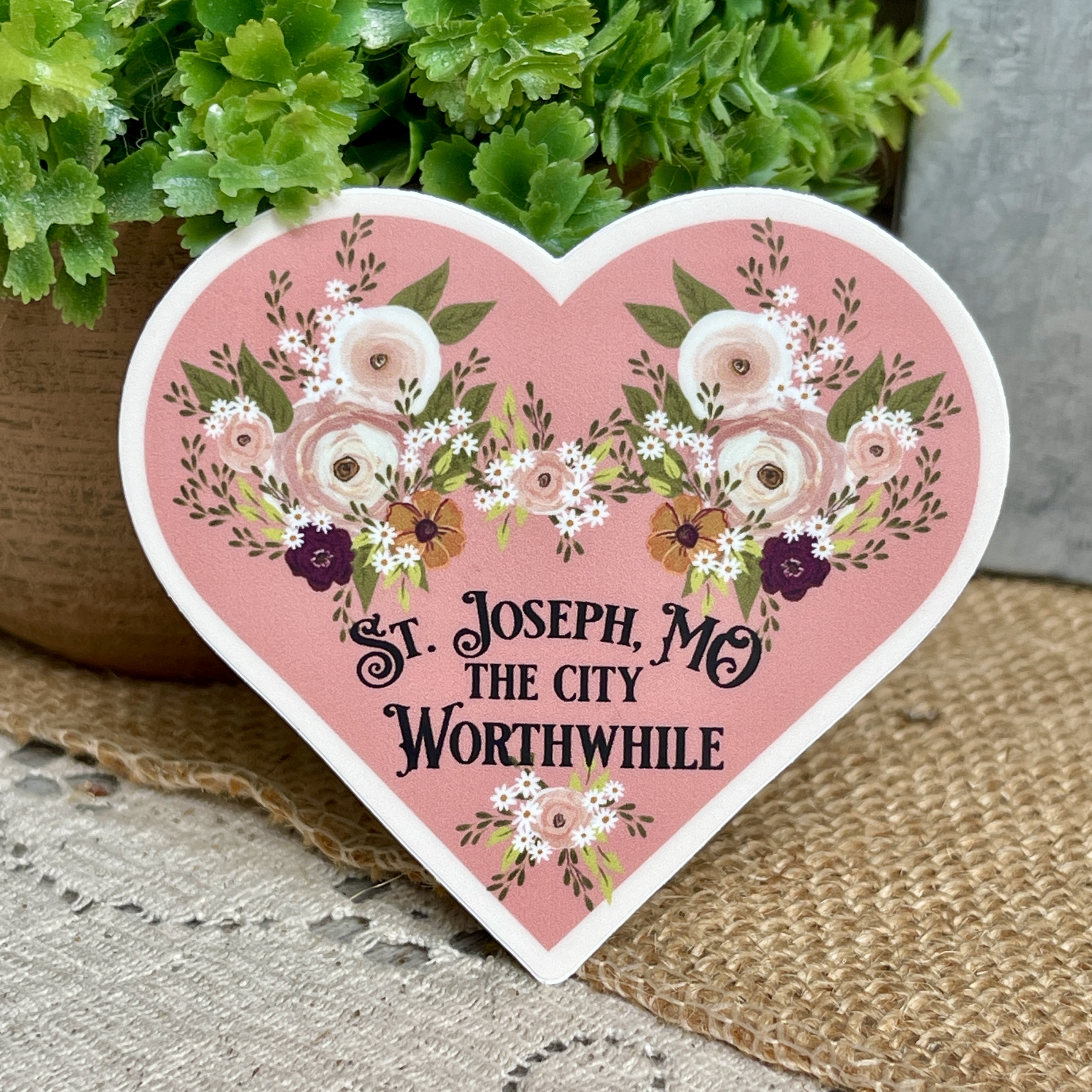 St. Joseph, MO the City Worthwhile Heart-shaped Floral Sticker