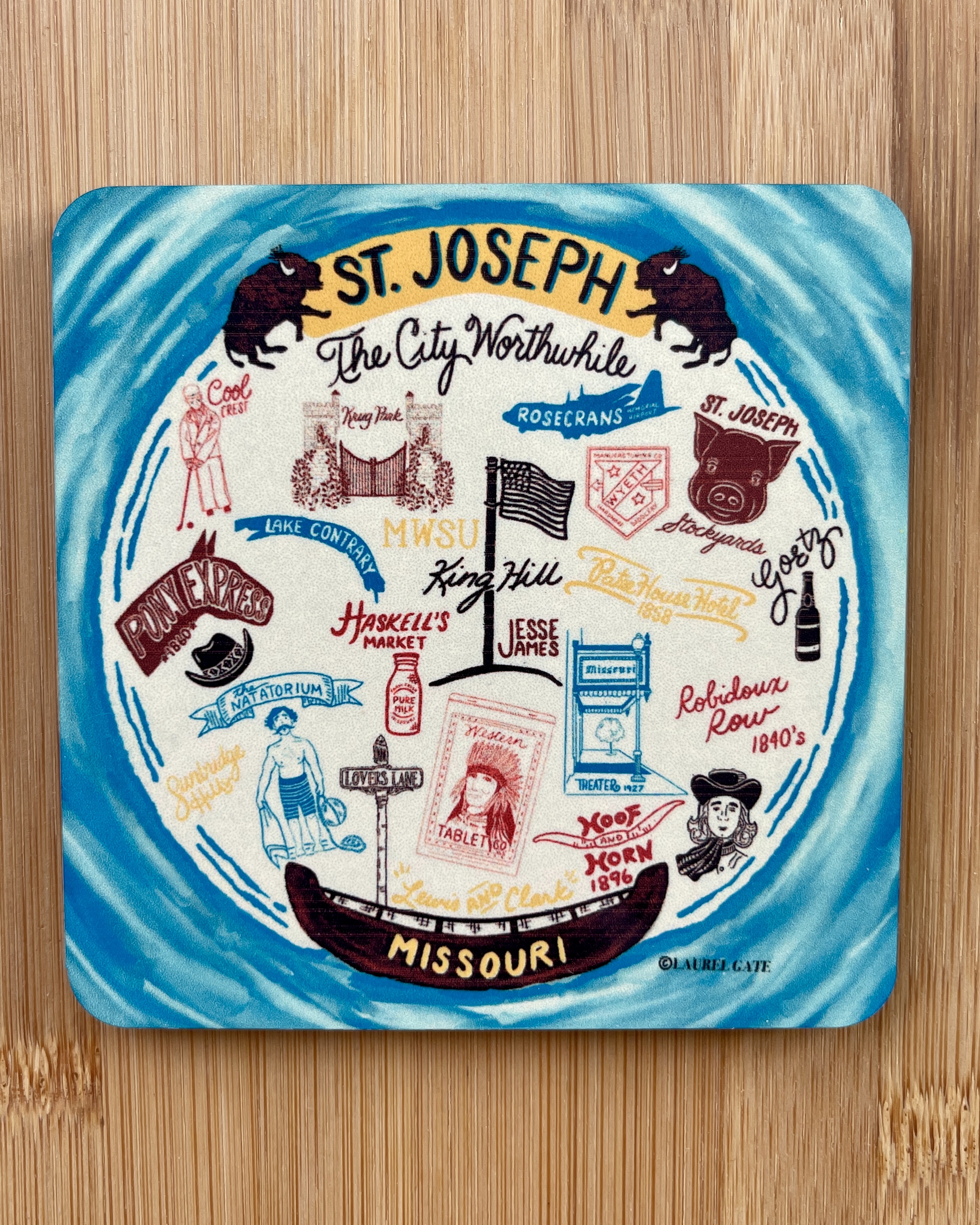 St. Joseph Missouri Souvenir Landmarks Coaster – “The City Worthwhile”