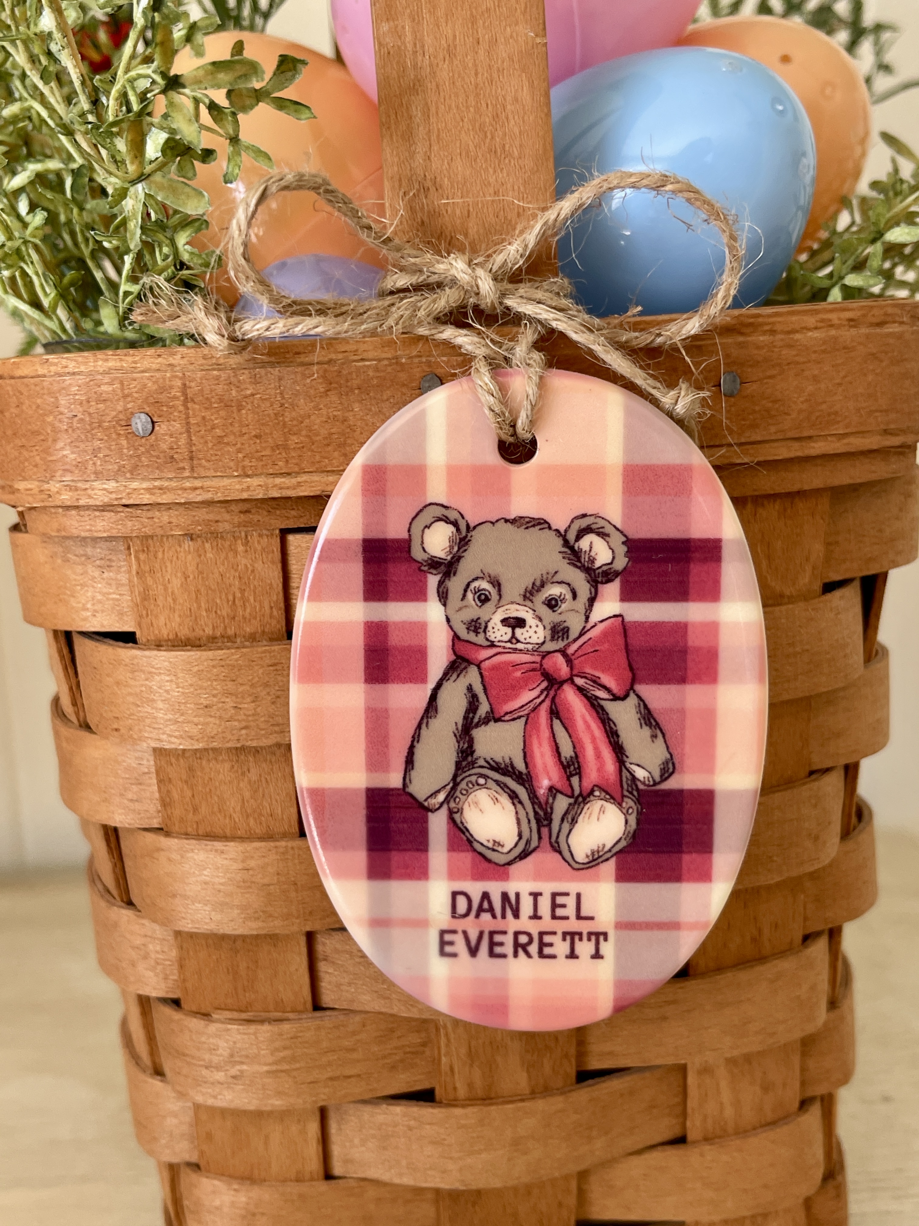🧸 Personalized Teddy Bear Ceramic Ornament