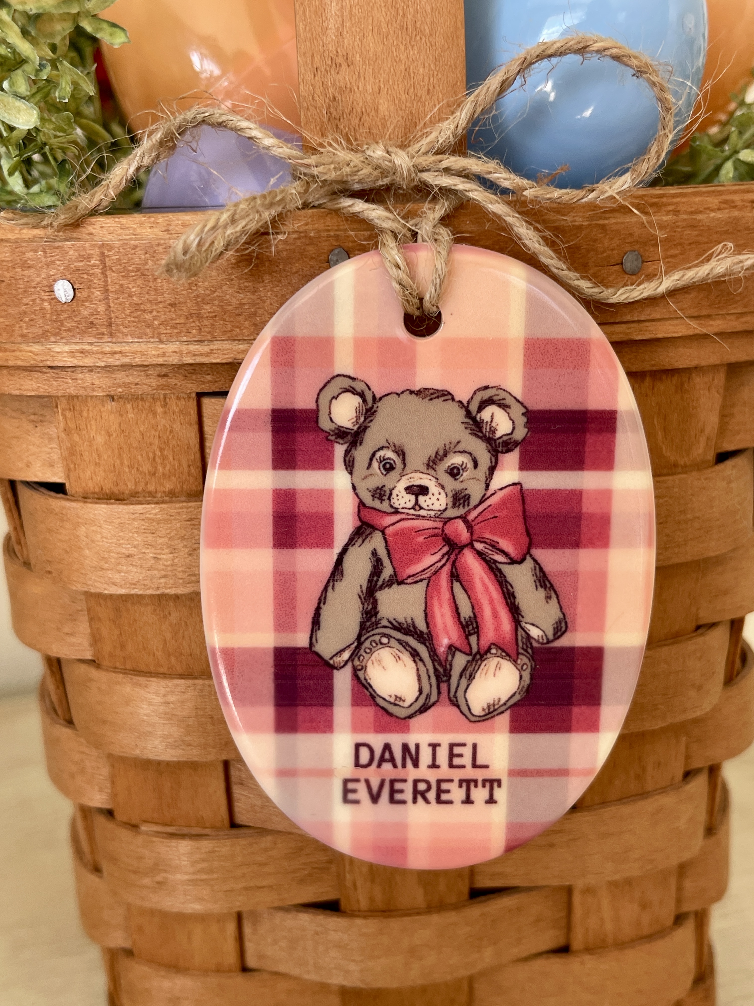 🧸 Personalized Teddy Bear Ceramic Ornament