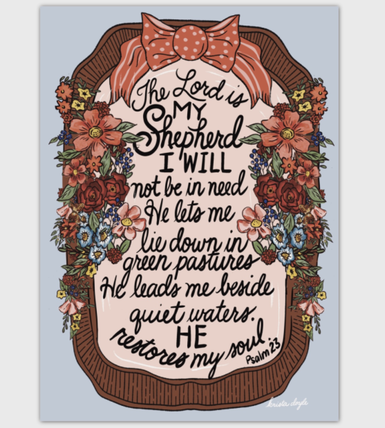 Inspirational Psalm 23 5 x7 Card