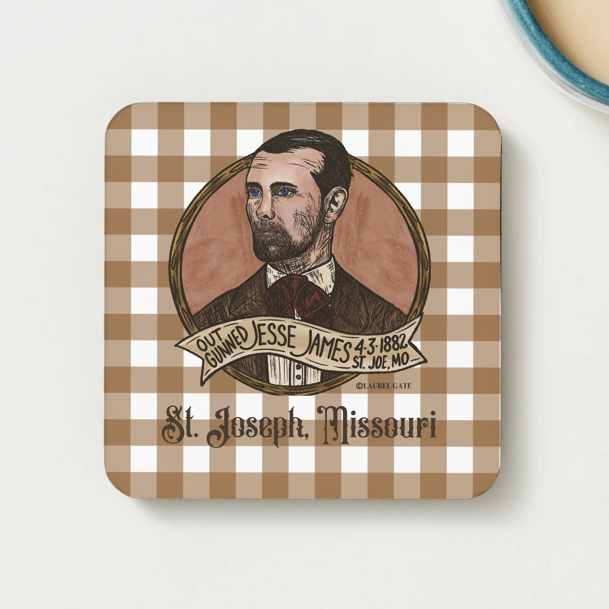 St. Joseph, Missouri Jesse James Square Coaster