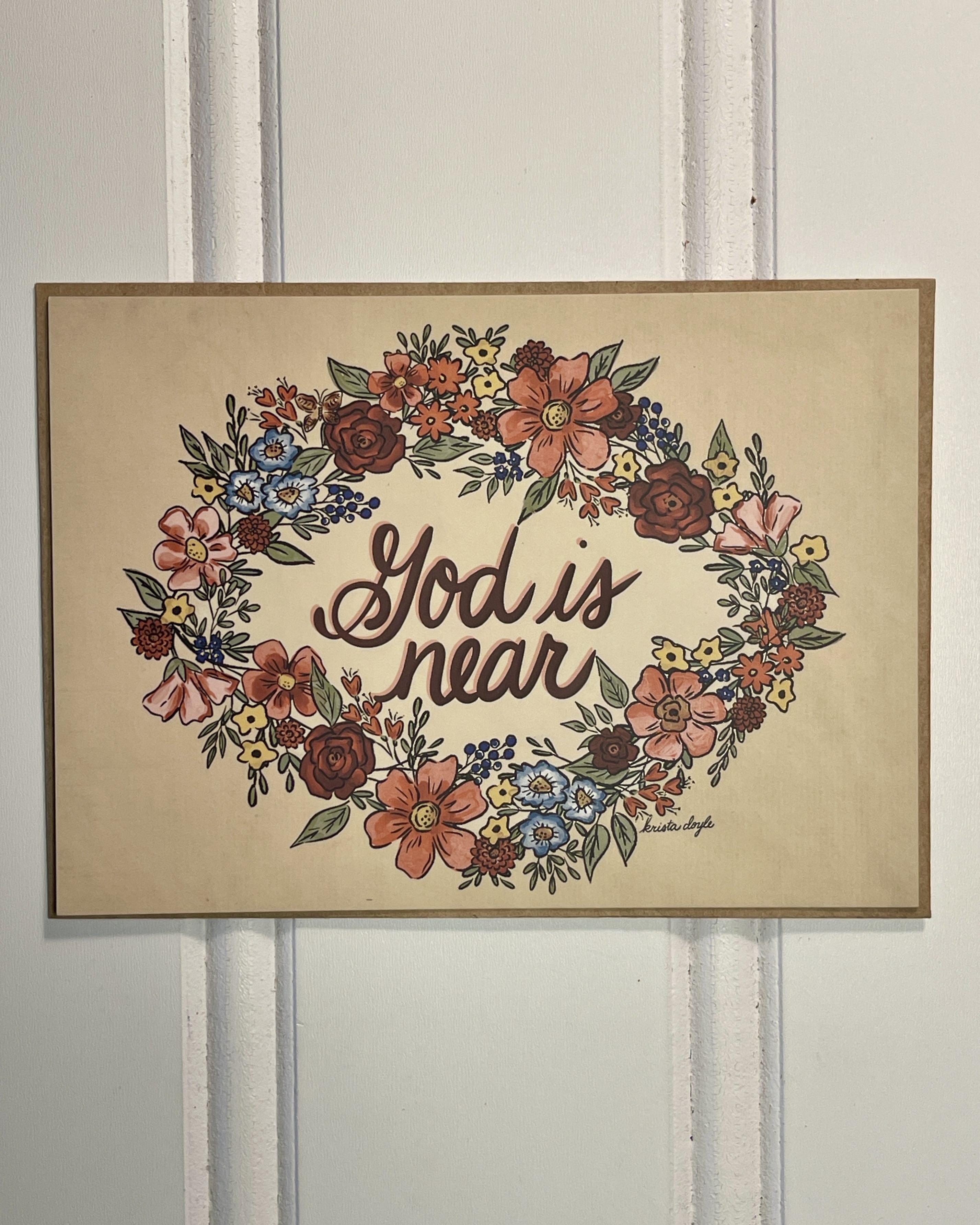 God is Near Floral 5 x 7 Card 