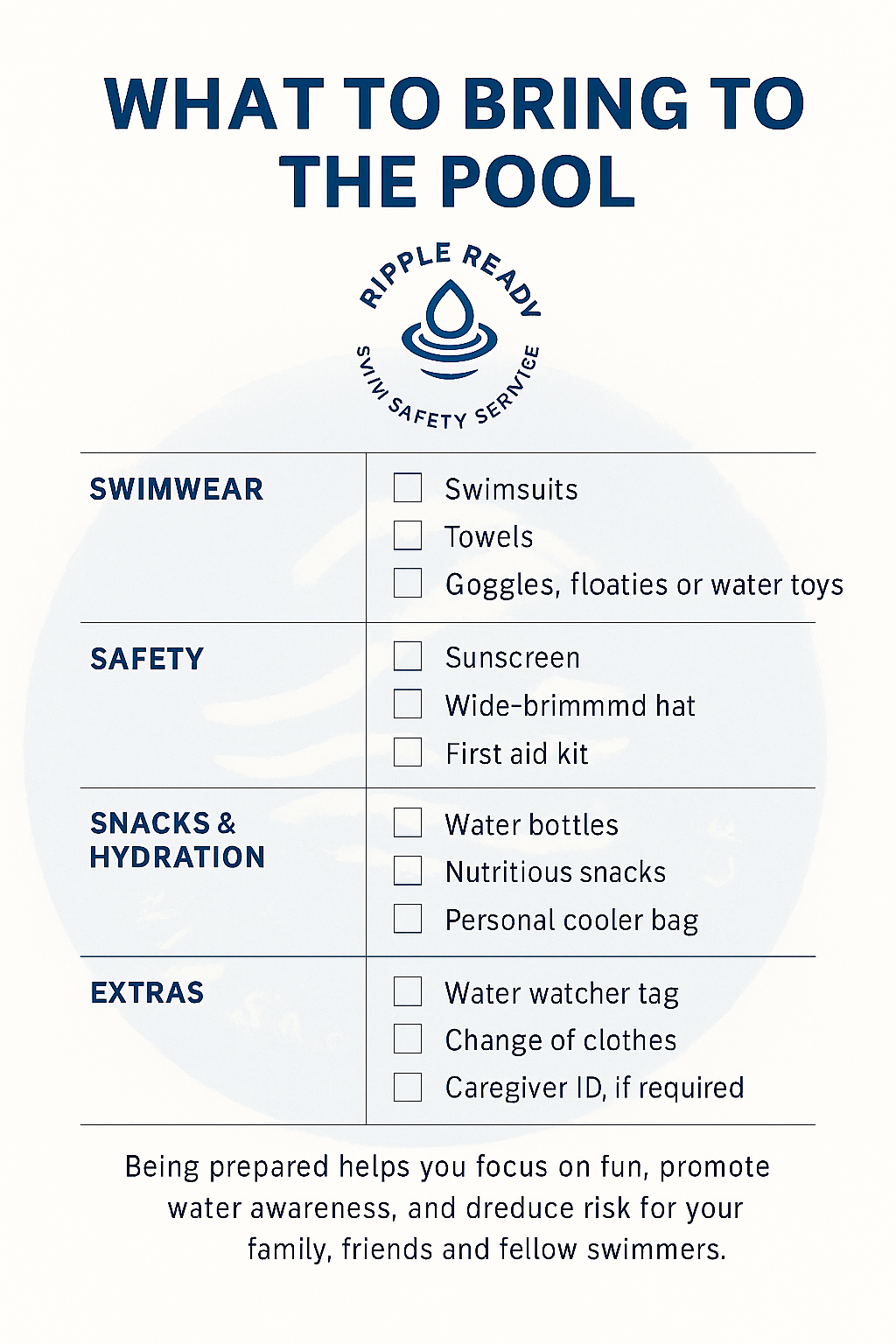 What to Bring to the Pool – Printable Checklist