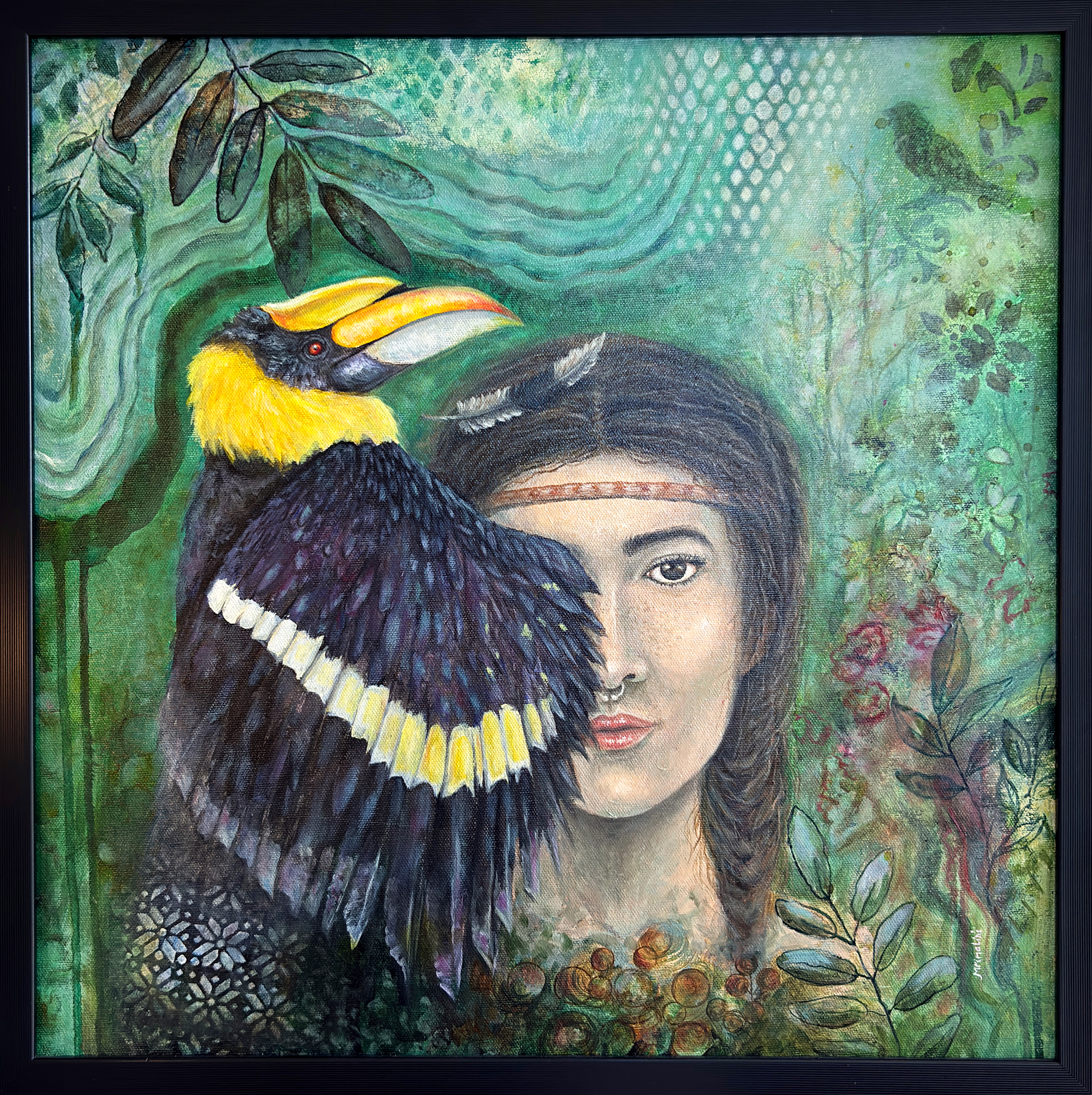 Great Indian Hornbill Original Contemporary wildlife painting
