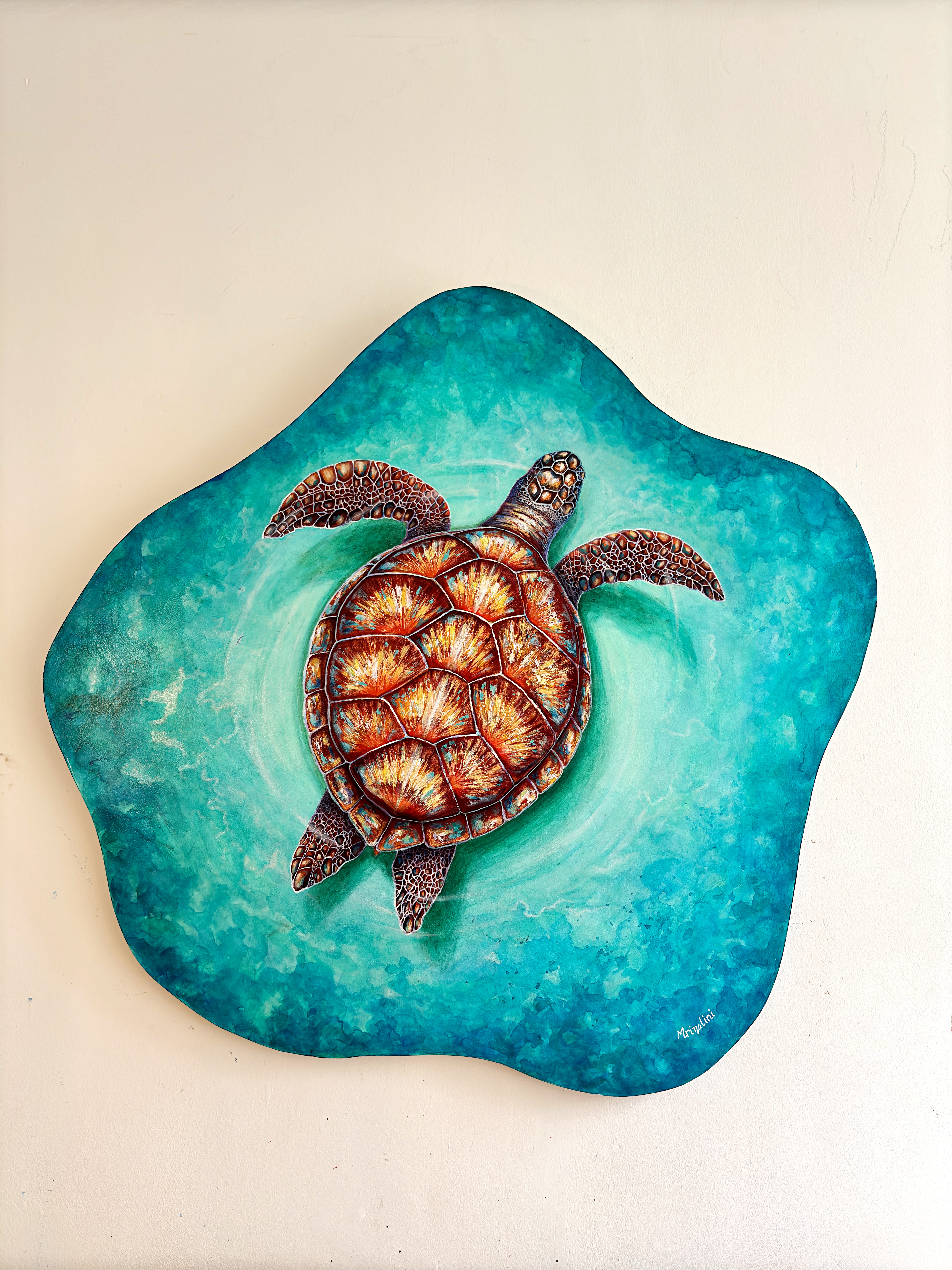 Sea Turtle Wall Art - an Abstract Contemporary wildlife painting