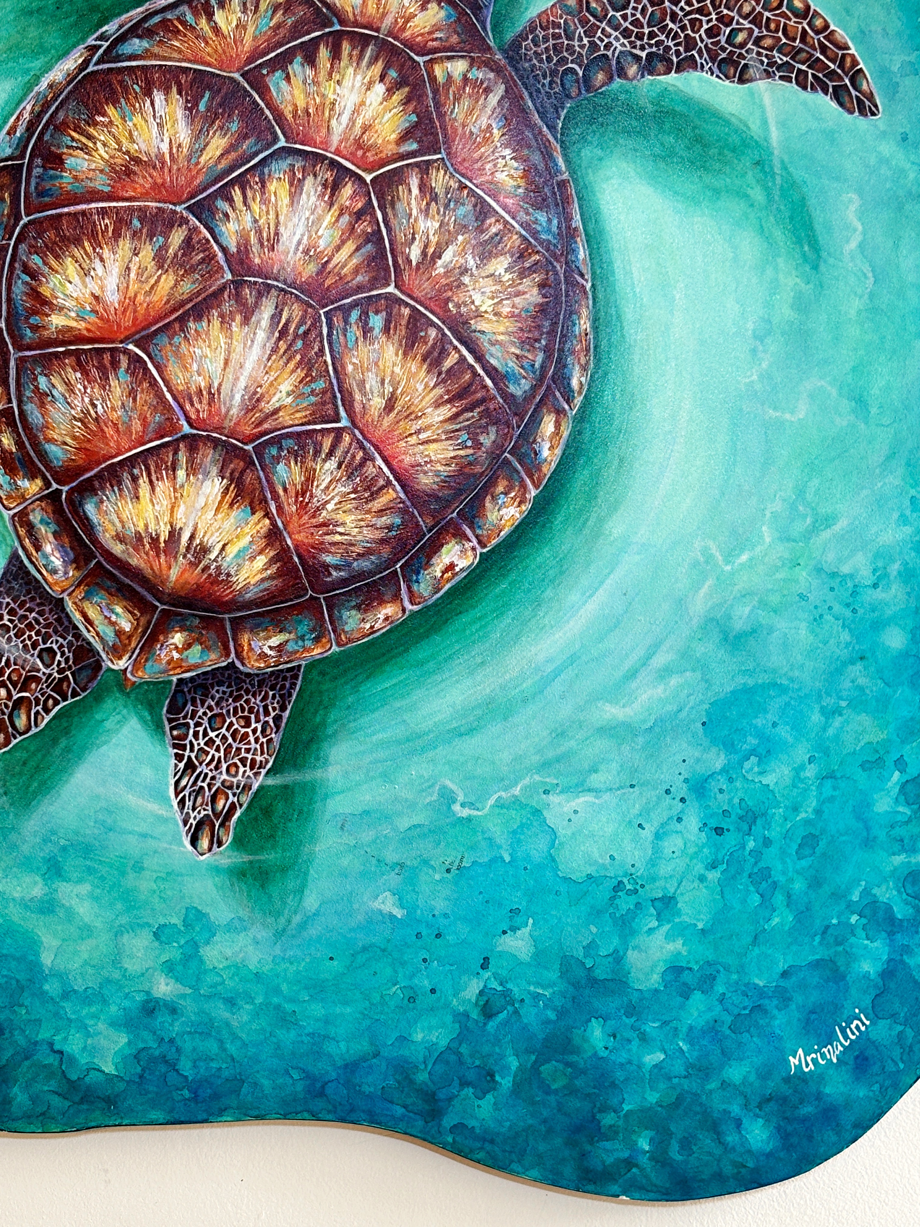 Sea Turtle Wall Art - an Abstract Contemporary wildlife painting