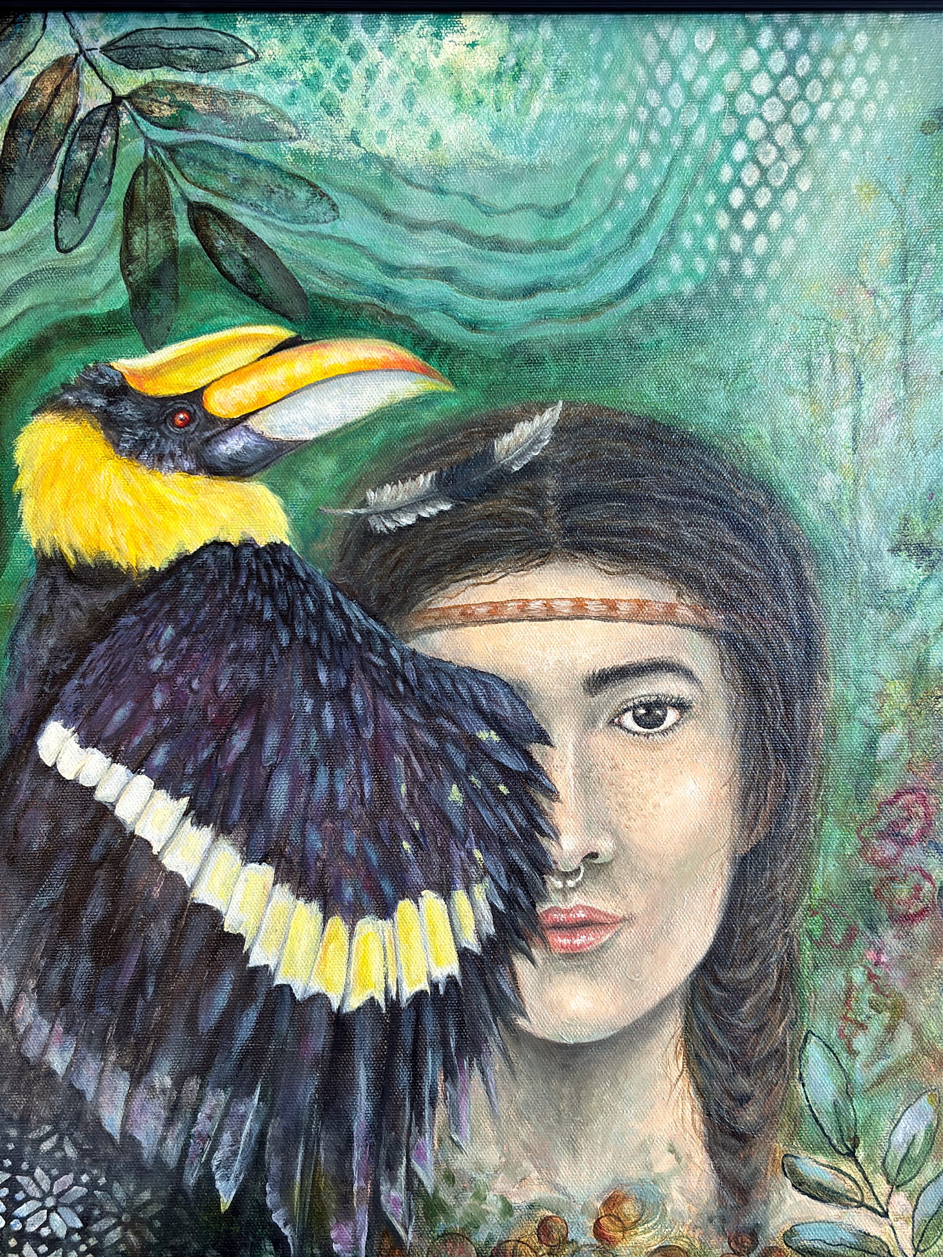 Great Indian Hornbill Original Contemporary wildlife painting