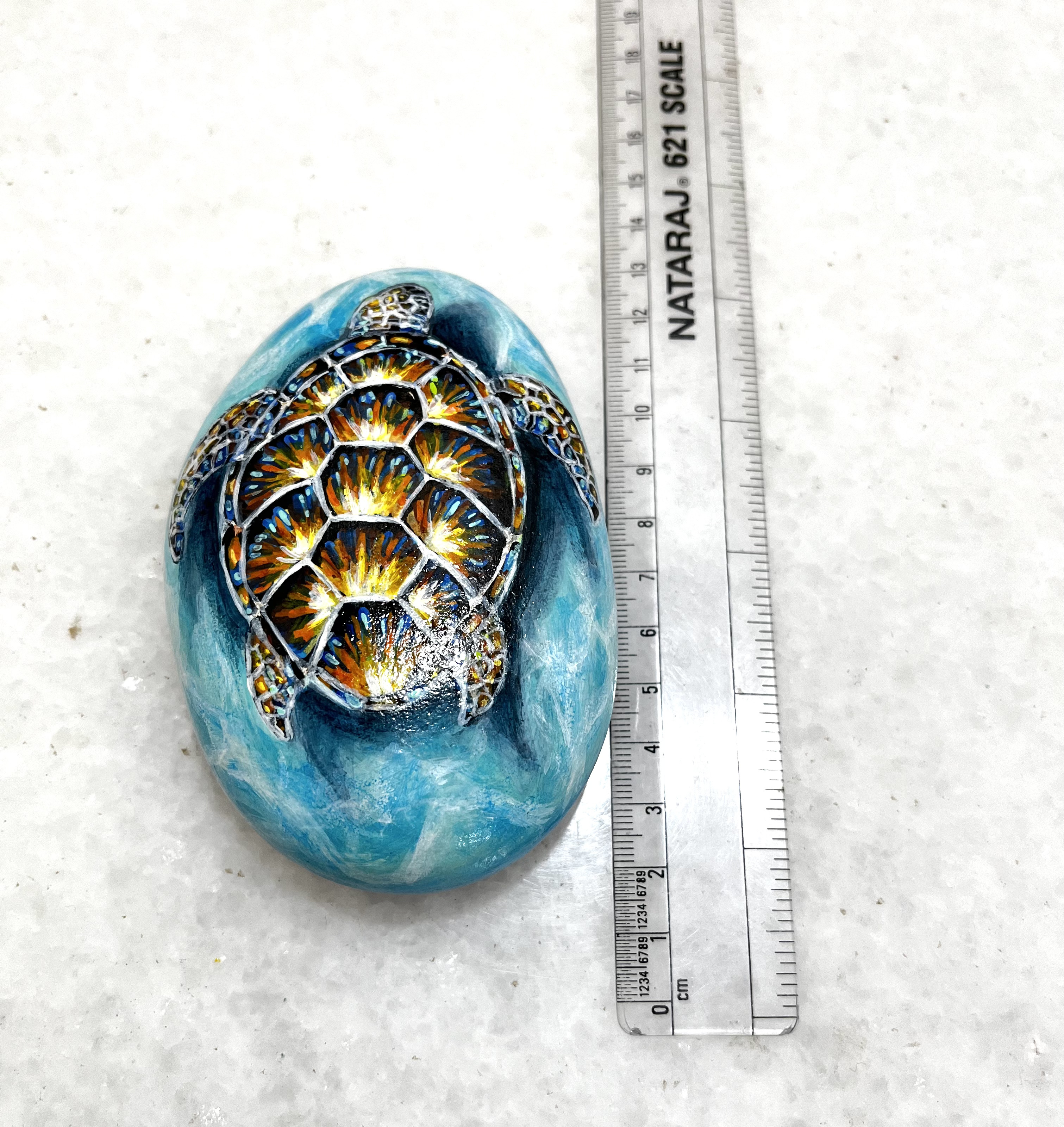 Hand-Painted Turtle Stone - a gift for nature lovers