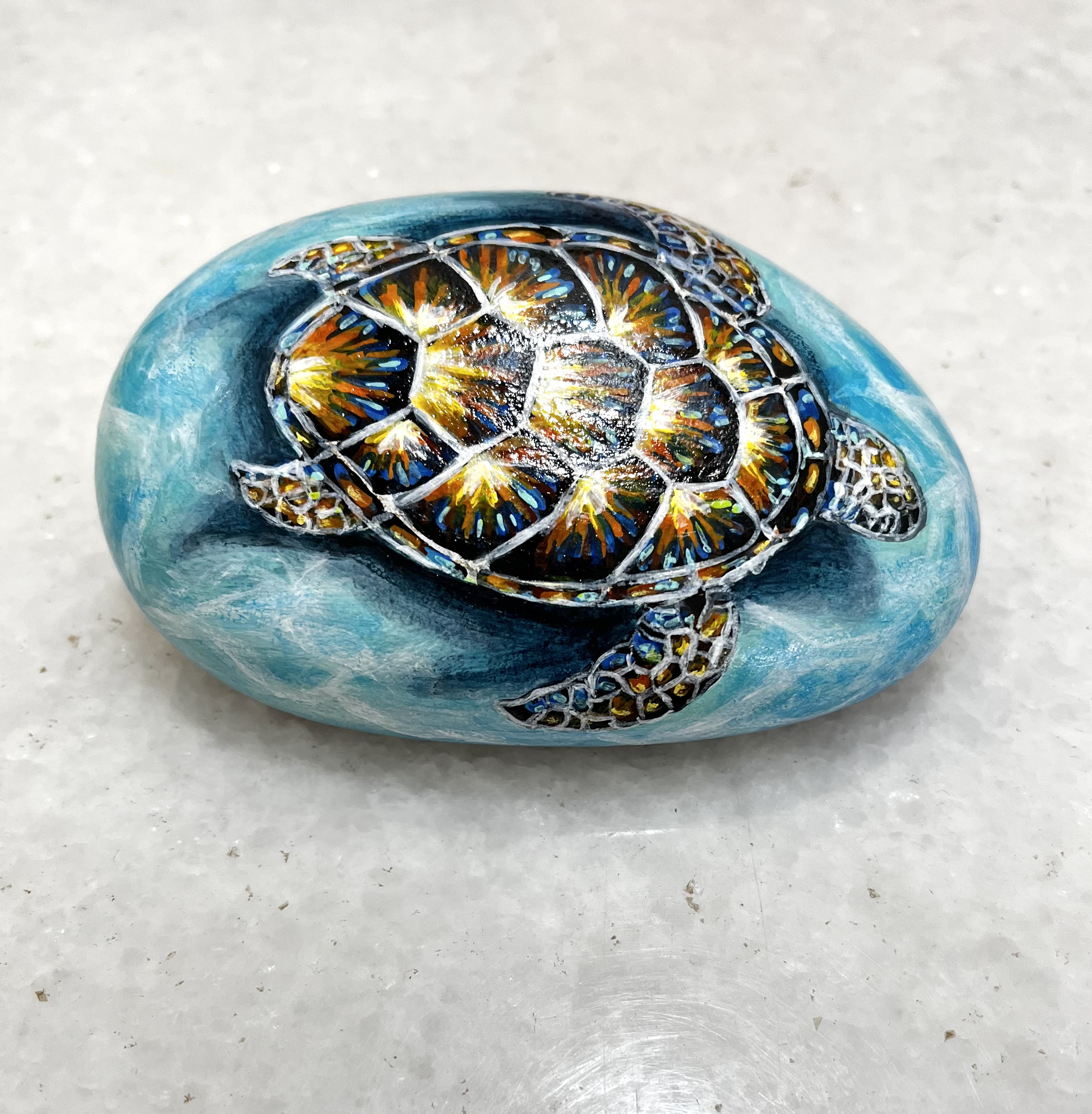 Hand-Painted Turtle Stone - a gift for nature lovers