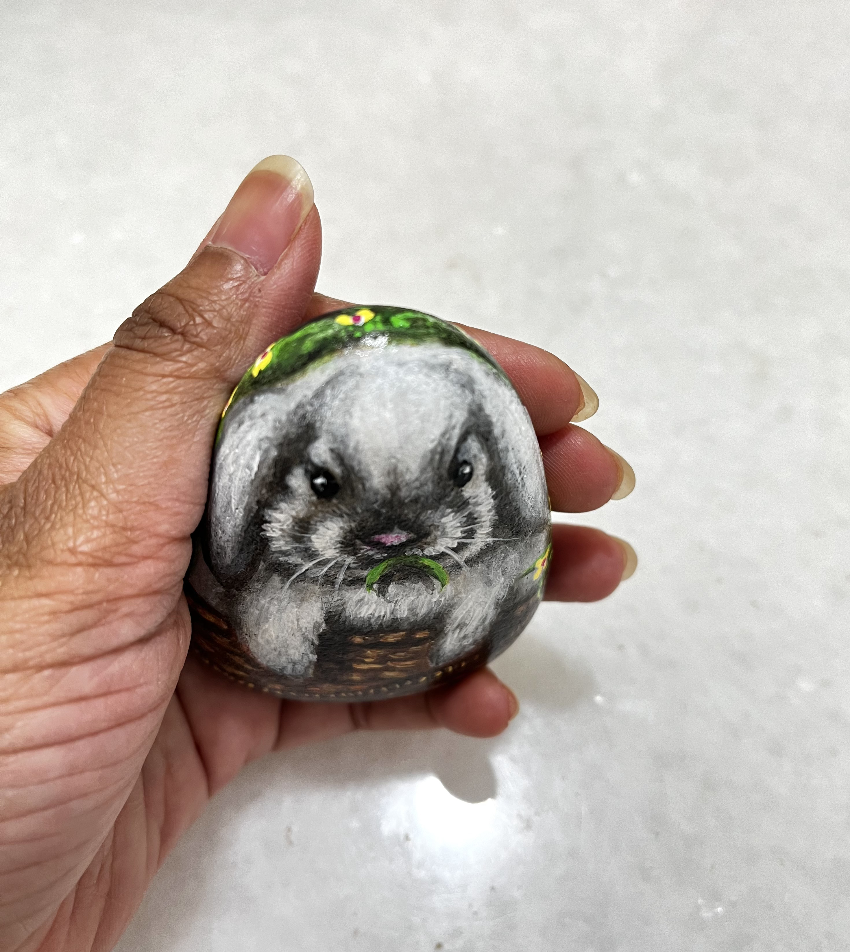 Hand-Painted Rabbit Stone - unique whimsical gifts for rabbit lovers