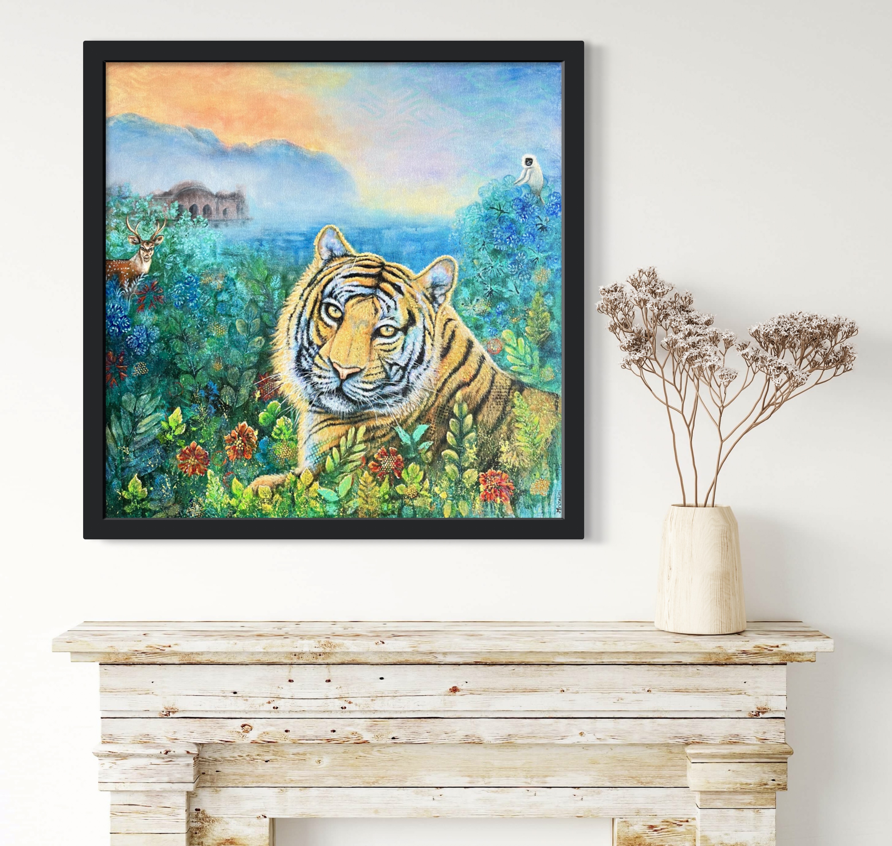 Ranthambore Tiger Original contemporary Wildlife painting on canvas