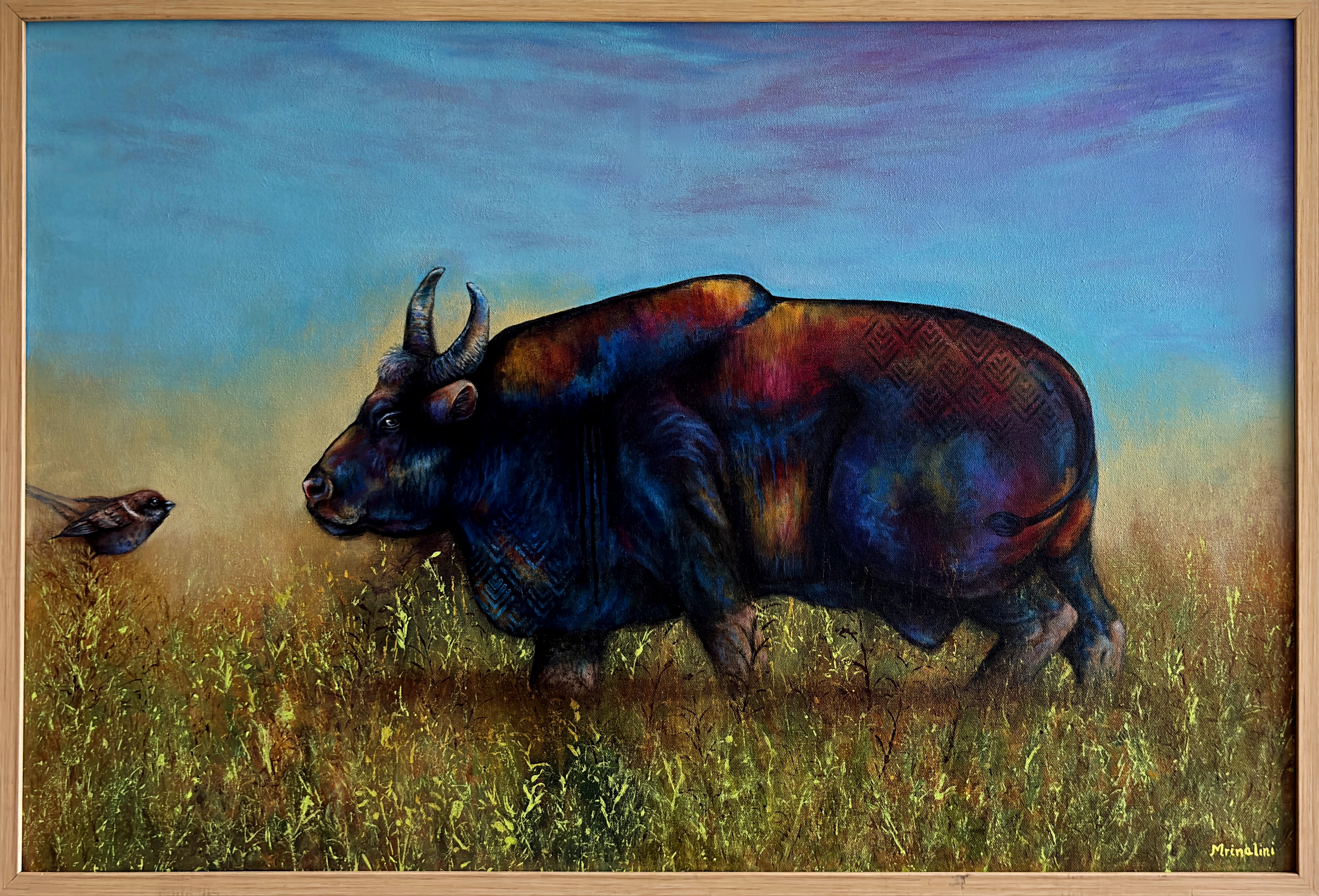 Indian Gaur Original contemporary Wildlife painting for nature enthusiasts