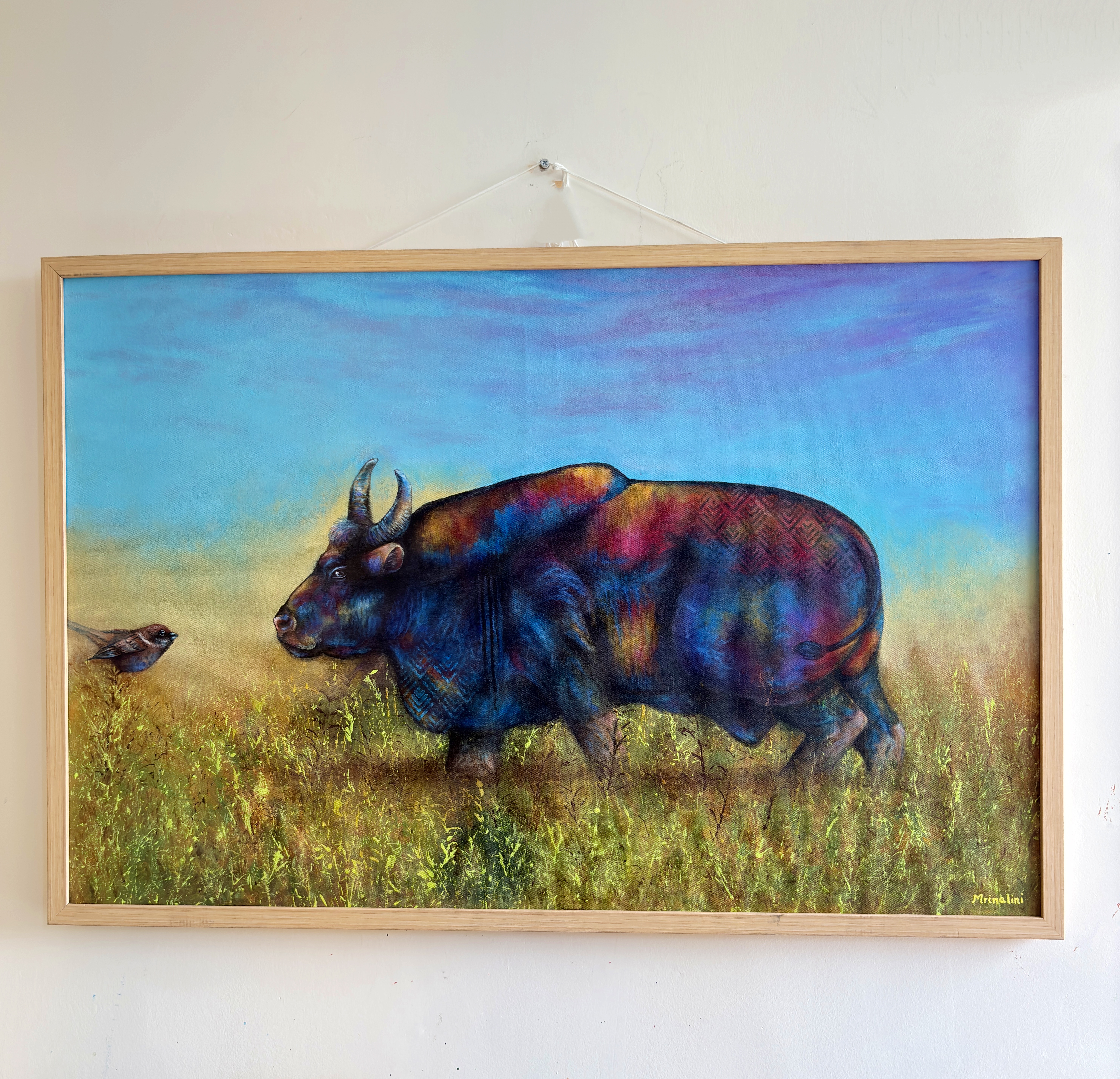 Indian Gaur Original contemporary Wildlife painting for nature enthusiasts