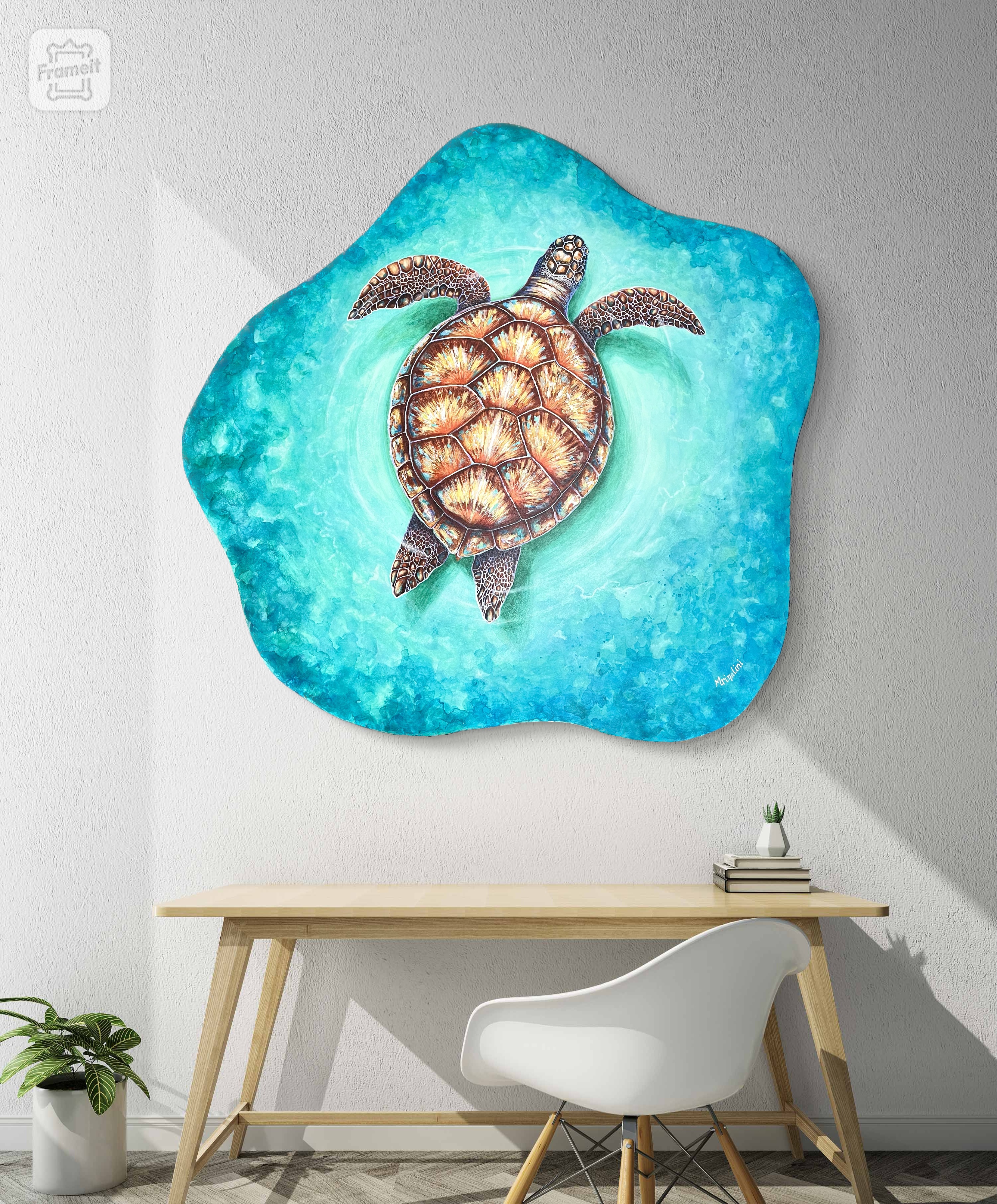Sea Turtle Wall Art - an Abstract Contemporary wildlife painting