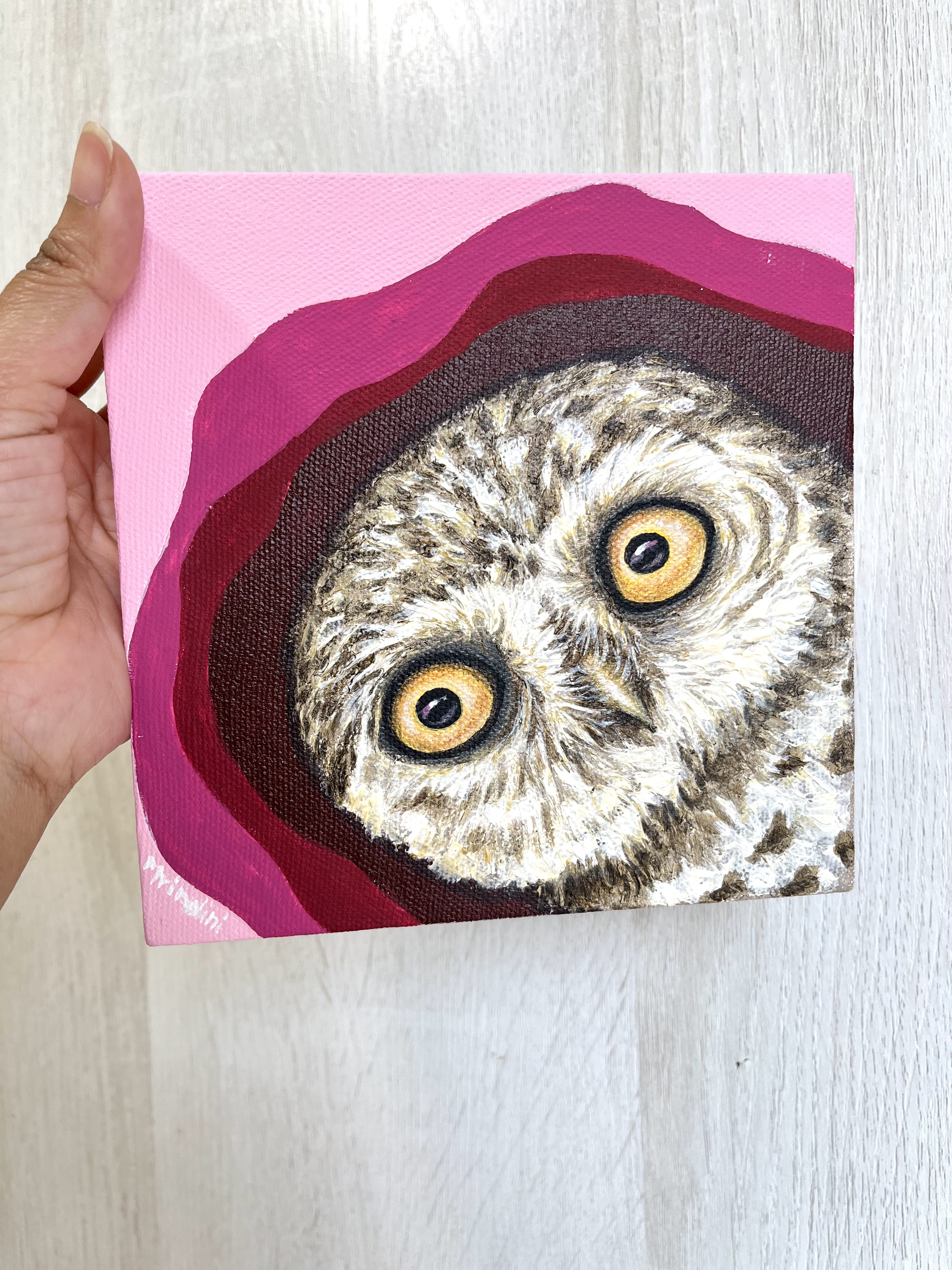 Whimsical Owl Canvas Art set, original owl paintings for home, kids room
