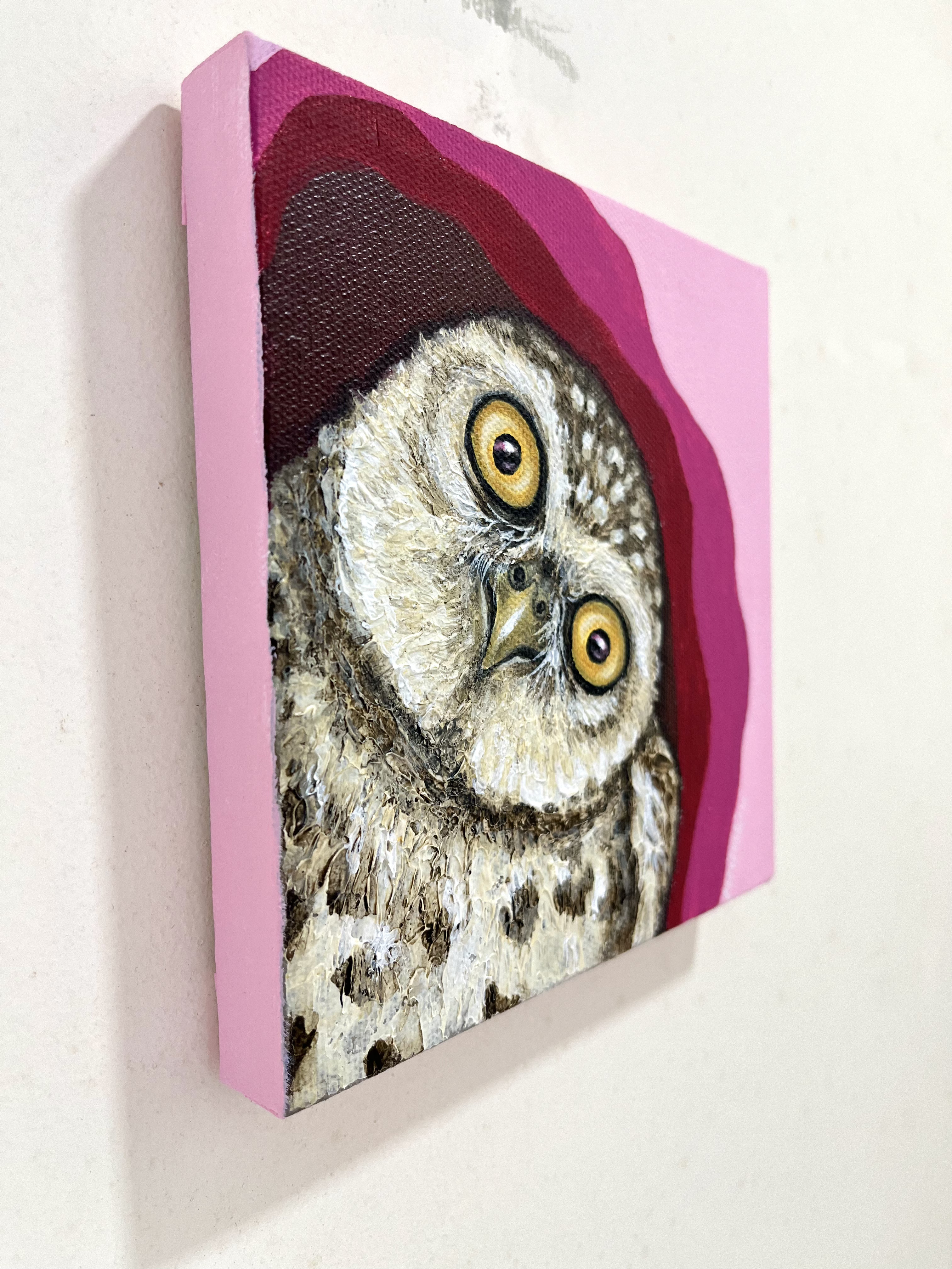 Whimsical Owl Canvas Art set, original owl paintings for home, kids room