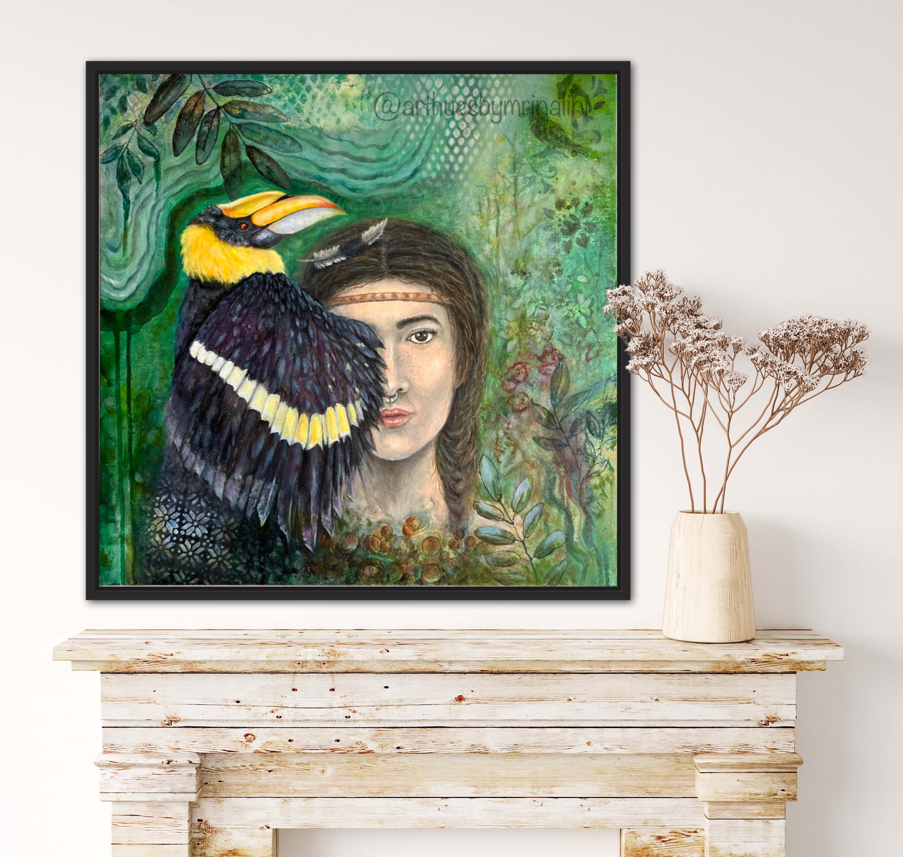 Great Indian Hornbill Original Contemporary wildlife painting
