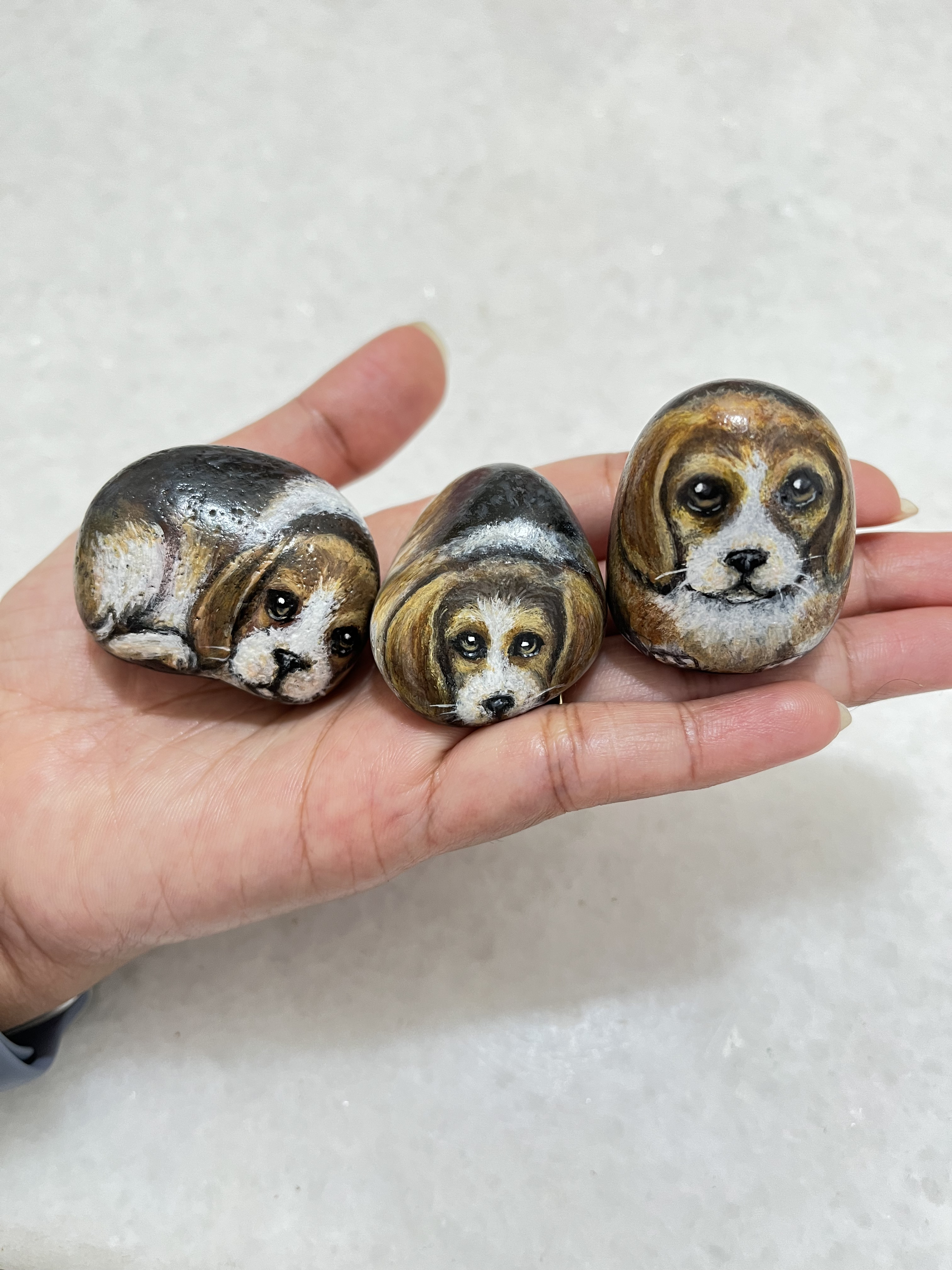 Hand-Painted Beagle Dog Family Stones - gift for mom & dog lovers gifts