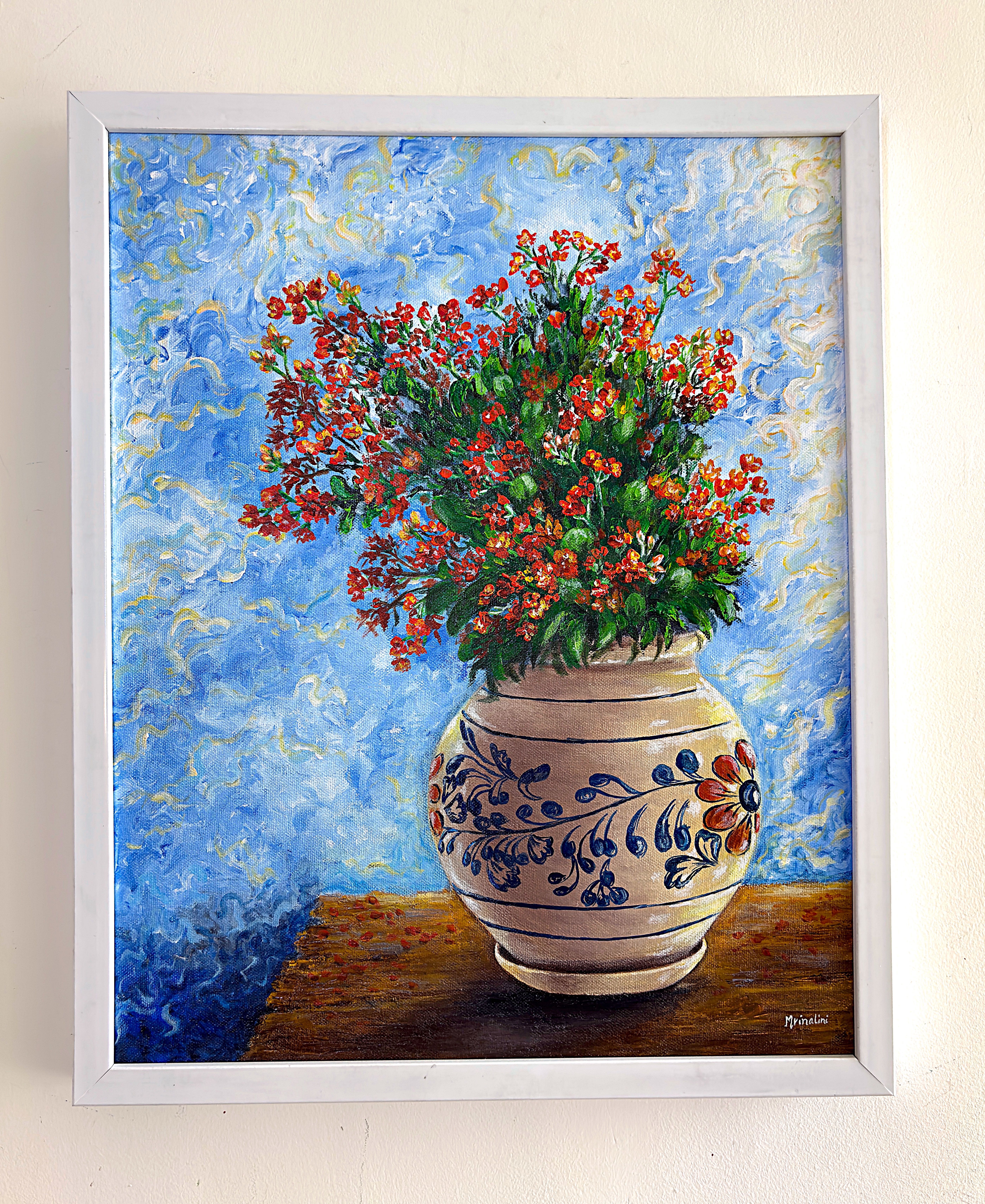 Framed Still-life Floral Painting - Abundance of spring Original Acrylic painting on Canvas