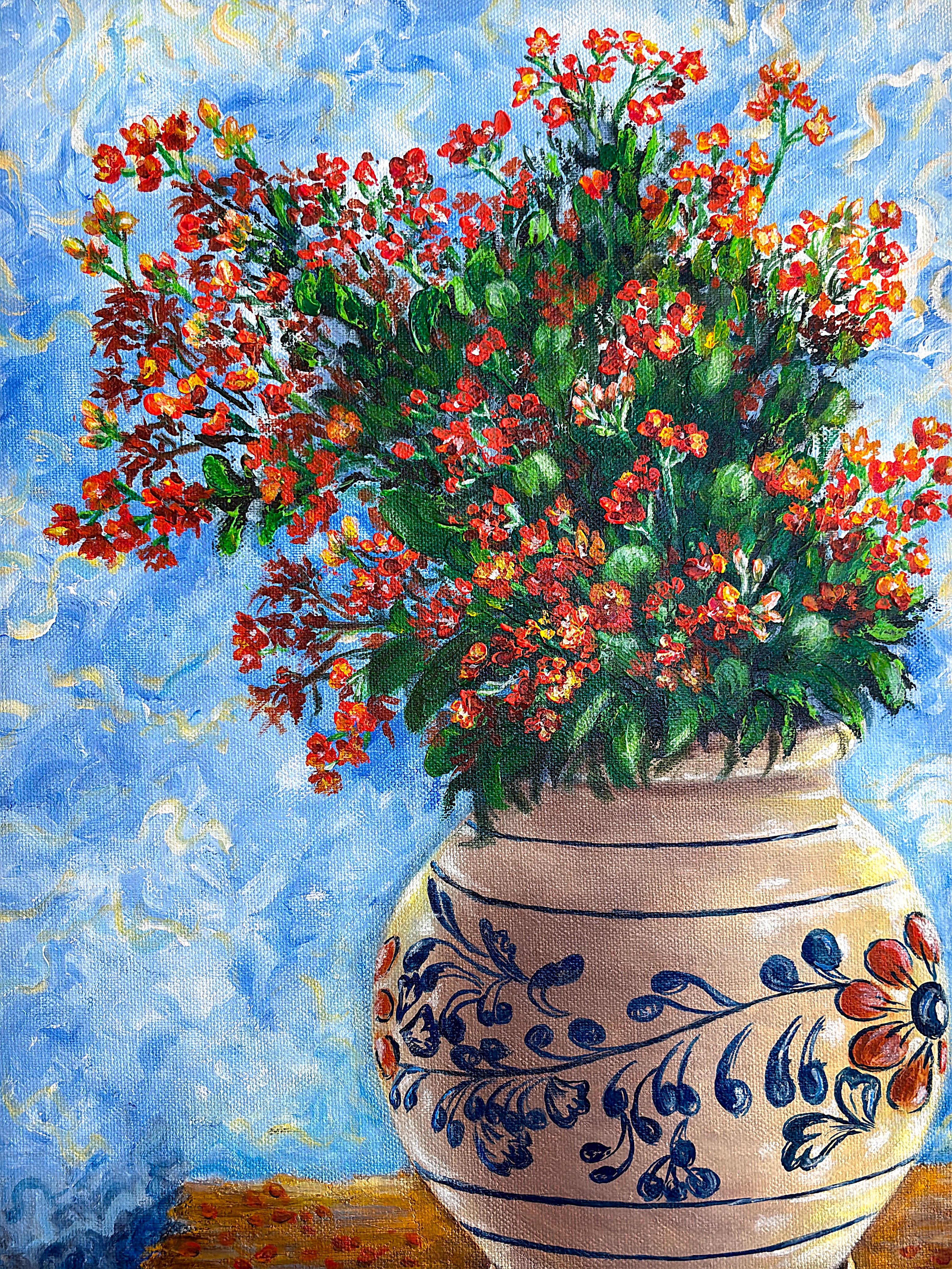 Framed Still-life Floral Painting - Abundance of spring Original Acrylic painting on Canvas