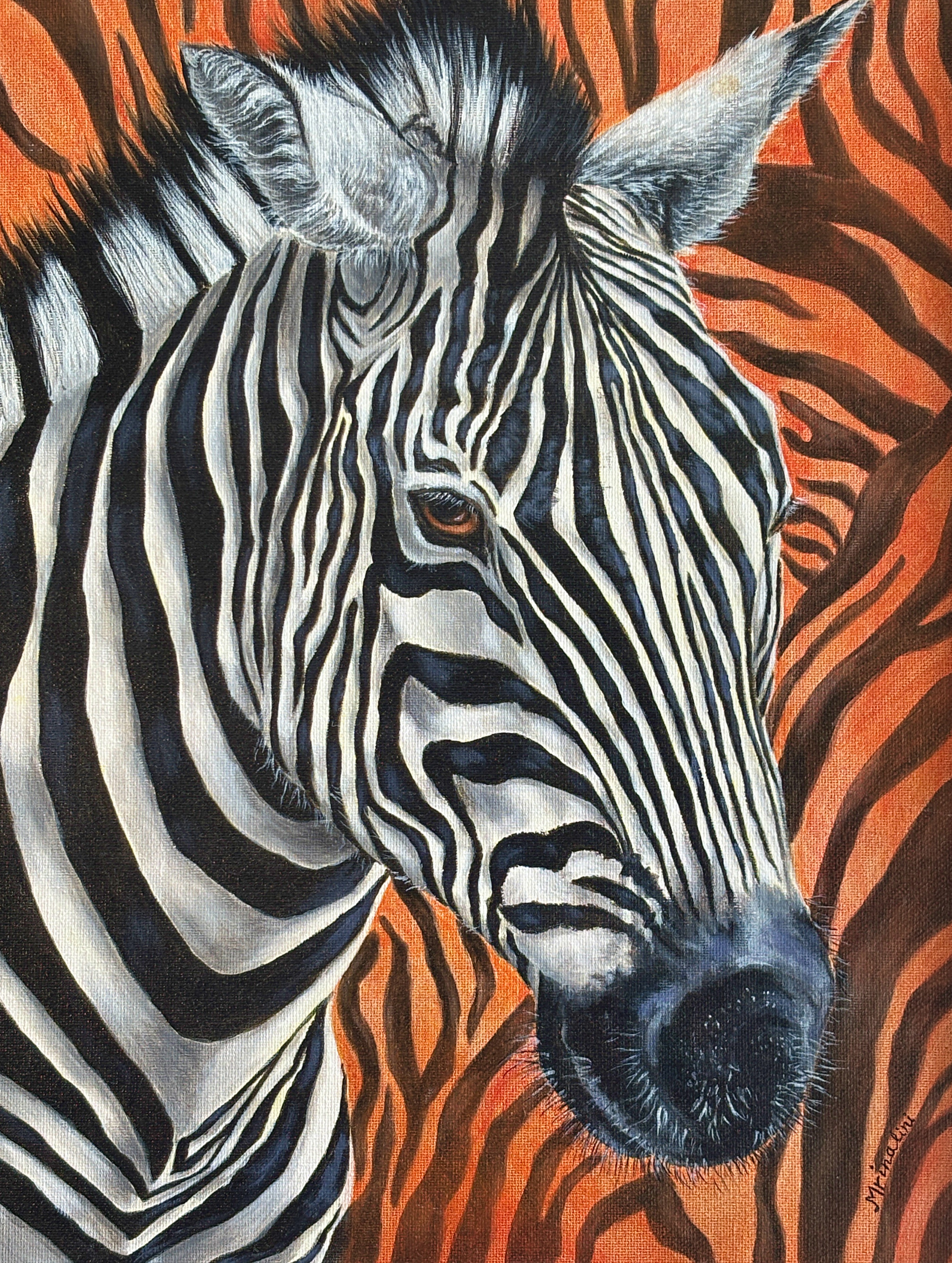 Zebra Wildlife realistic acrylic painting on canvas for wildlife lovers