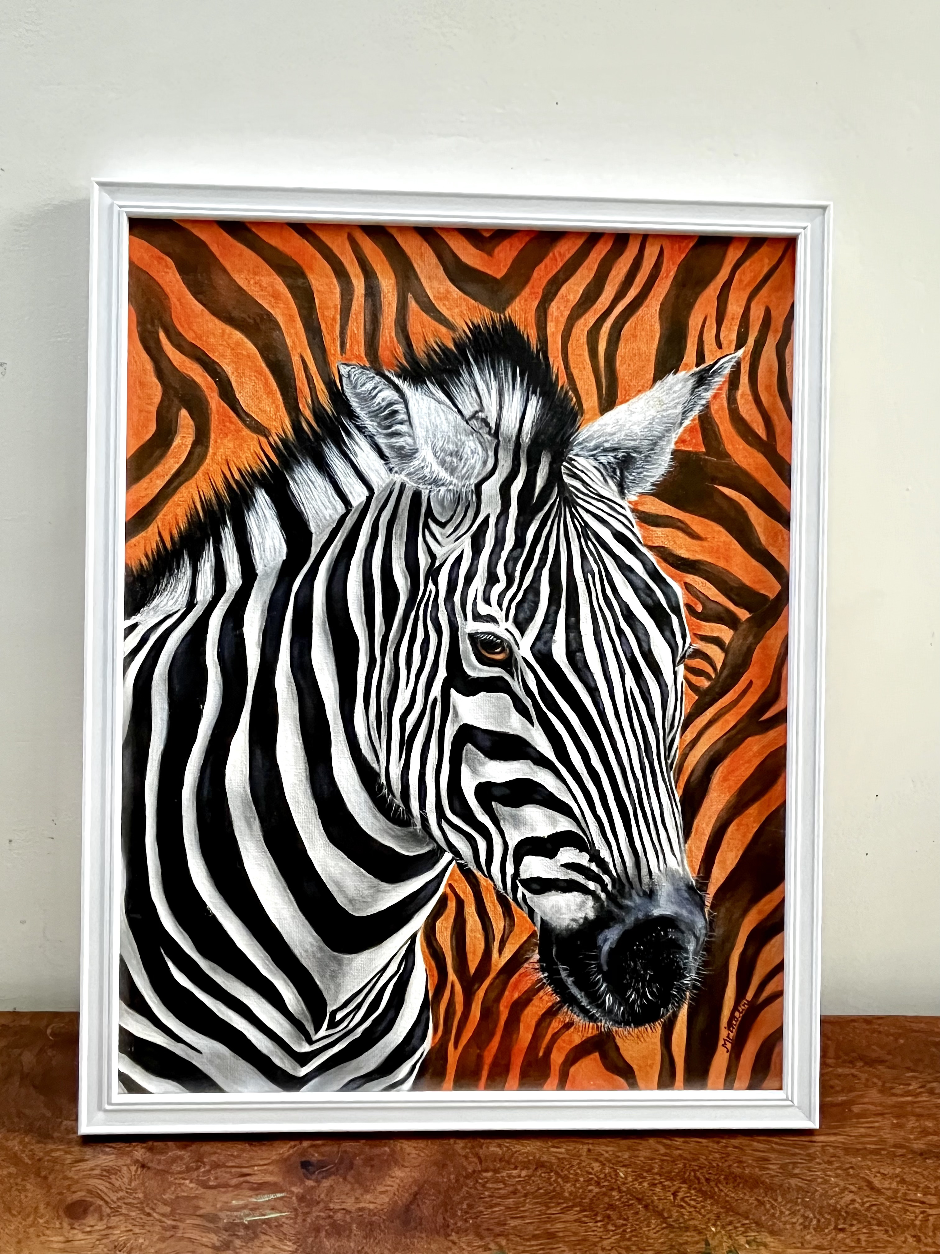 Zebra Wildlife realistic acrylic painting on canvas for wildlife lovers
