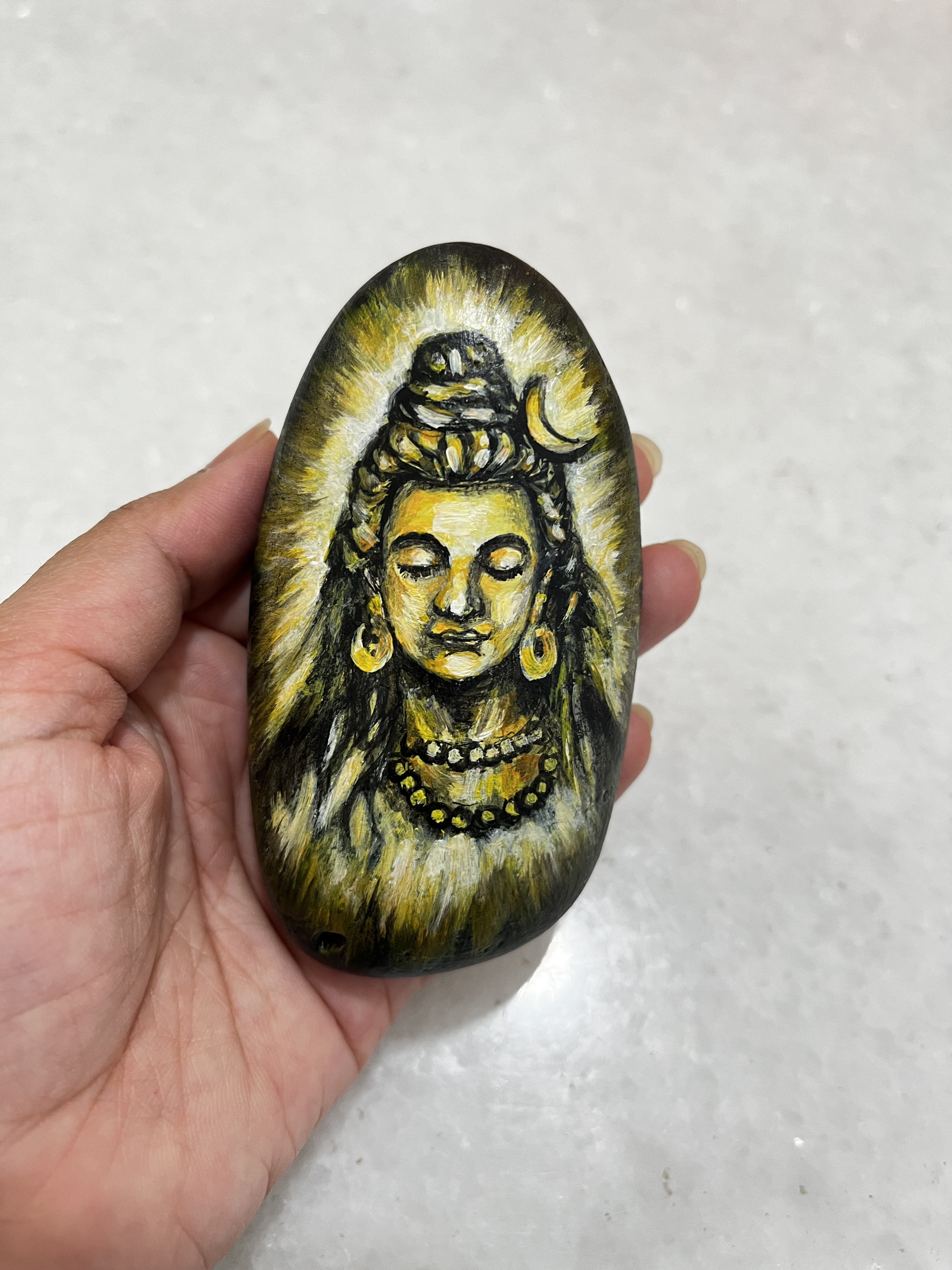 Hand-painted Shiva Stone
