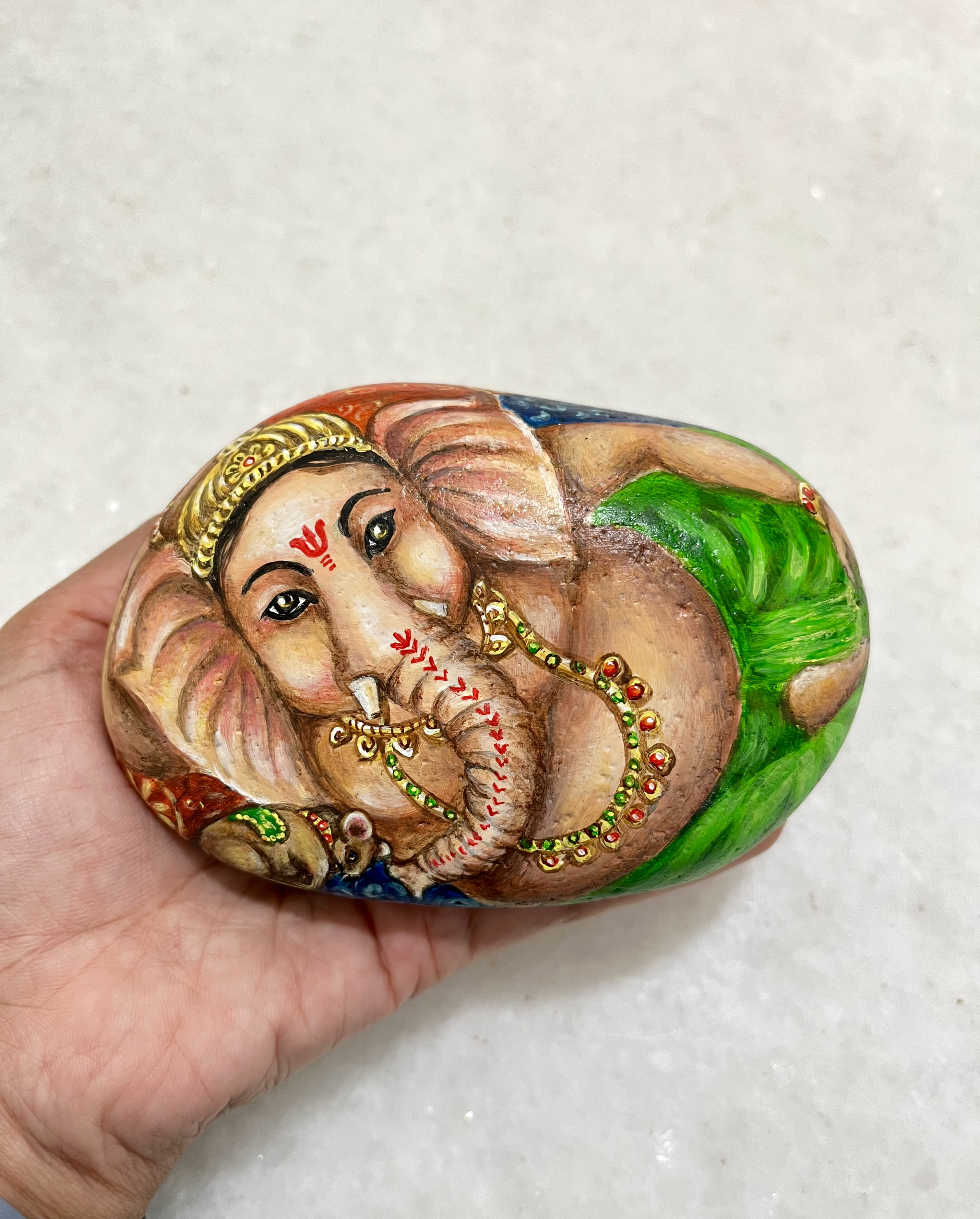 Hand-Painted Lord Ganesha Stone