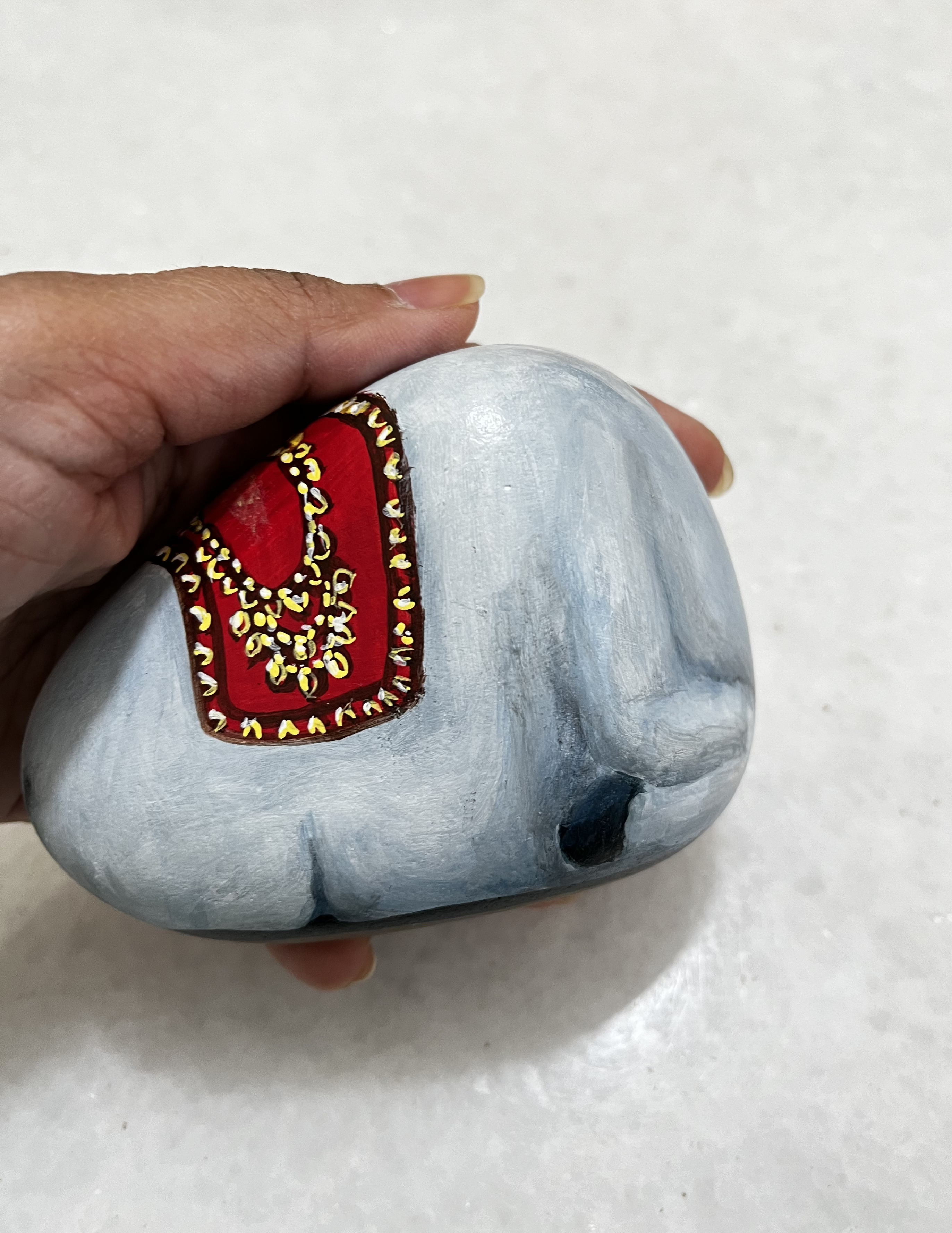 Hand-Painted Decorative Stone – Sacred Bull