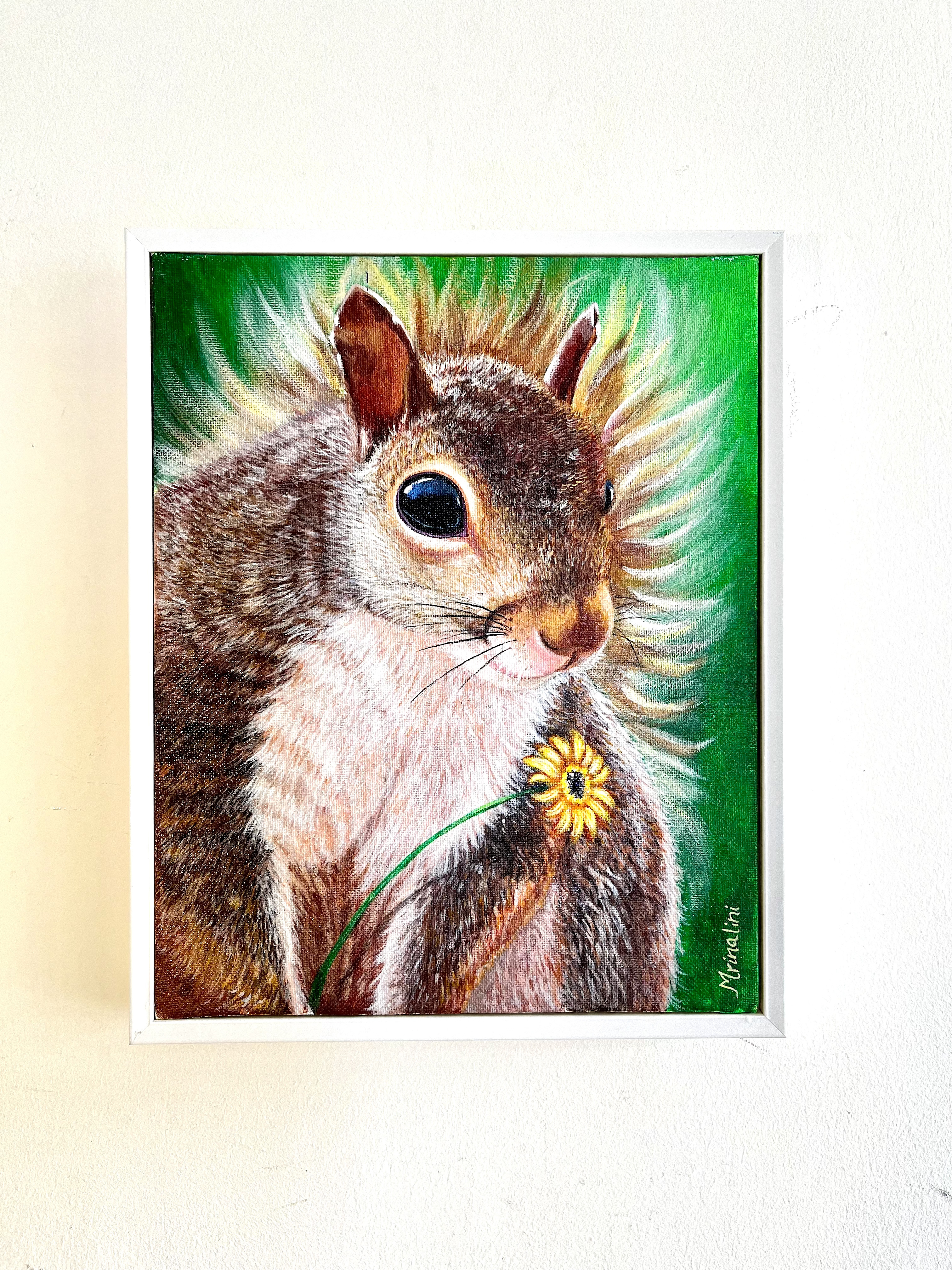 Original Squirrel painting on canvas, Animal theme wall art, Kids room decor, woodland animals, forestcore wall decoration