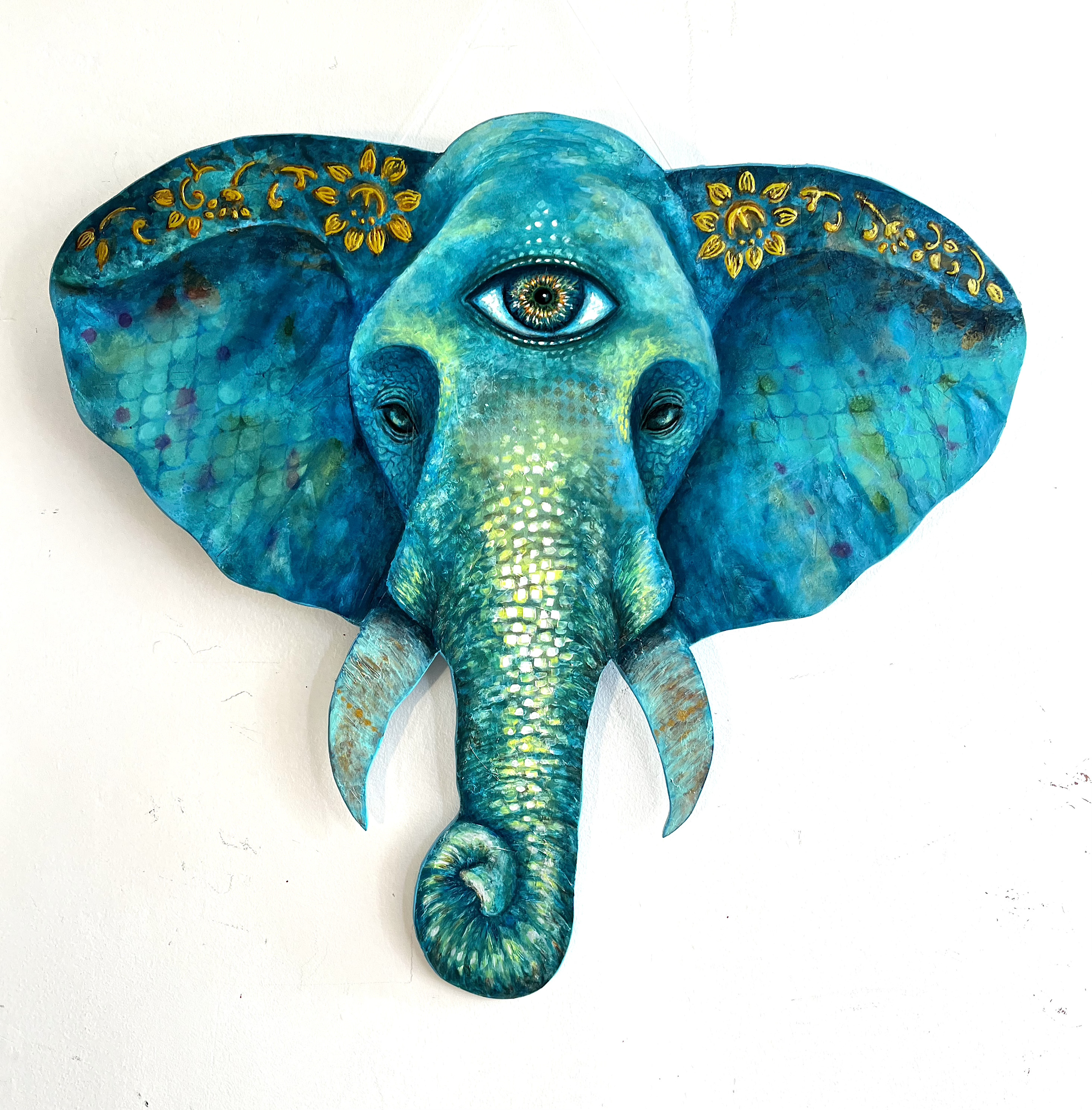 Contemporary Elephant Evil Eye Wall Art -positive home interior