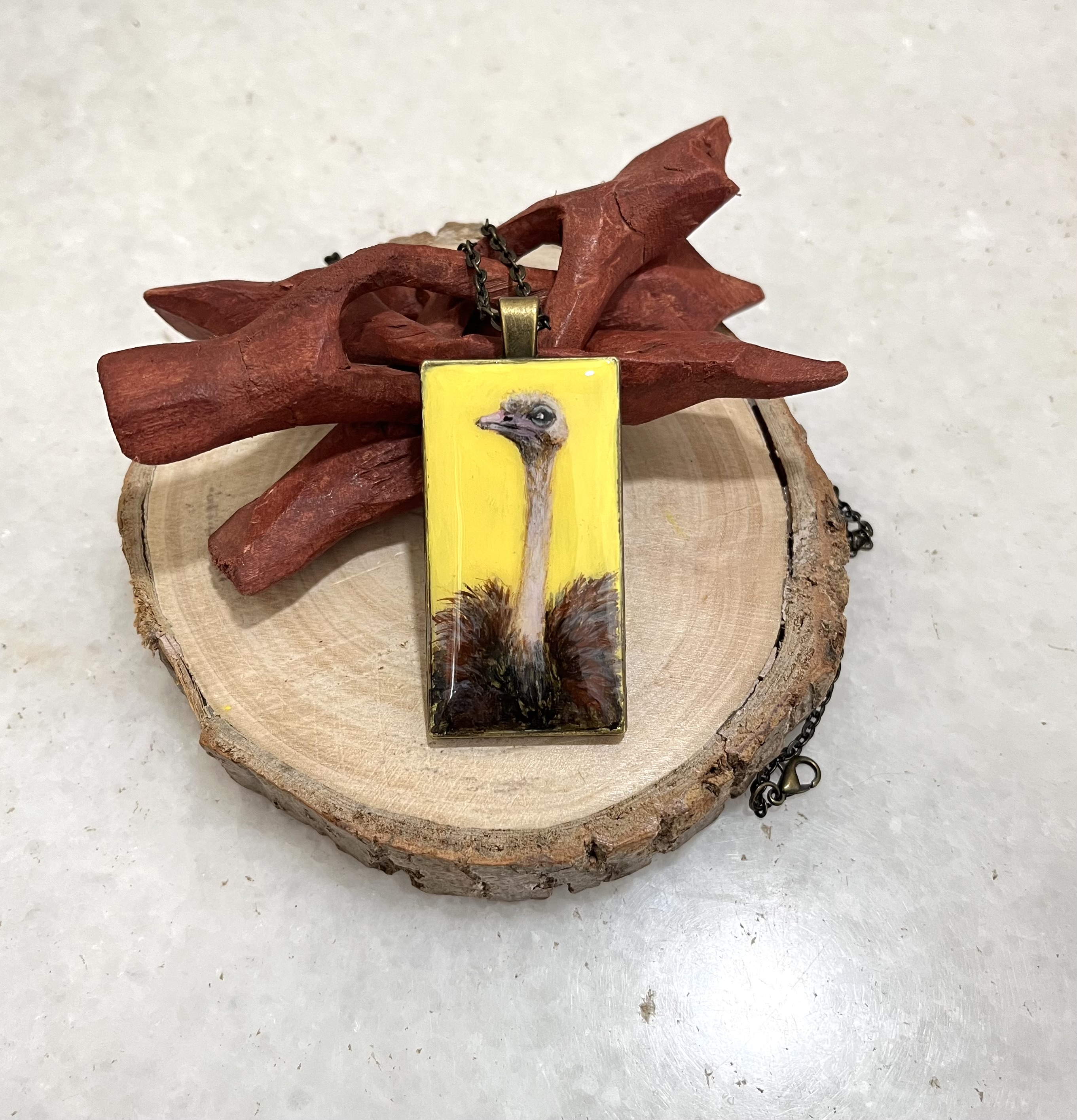 Handcrafted Ostrich Pendant Necklace