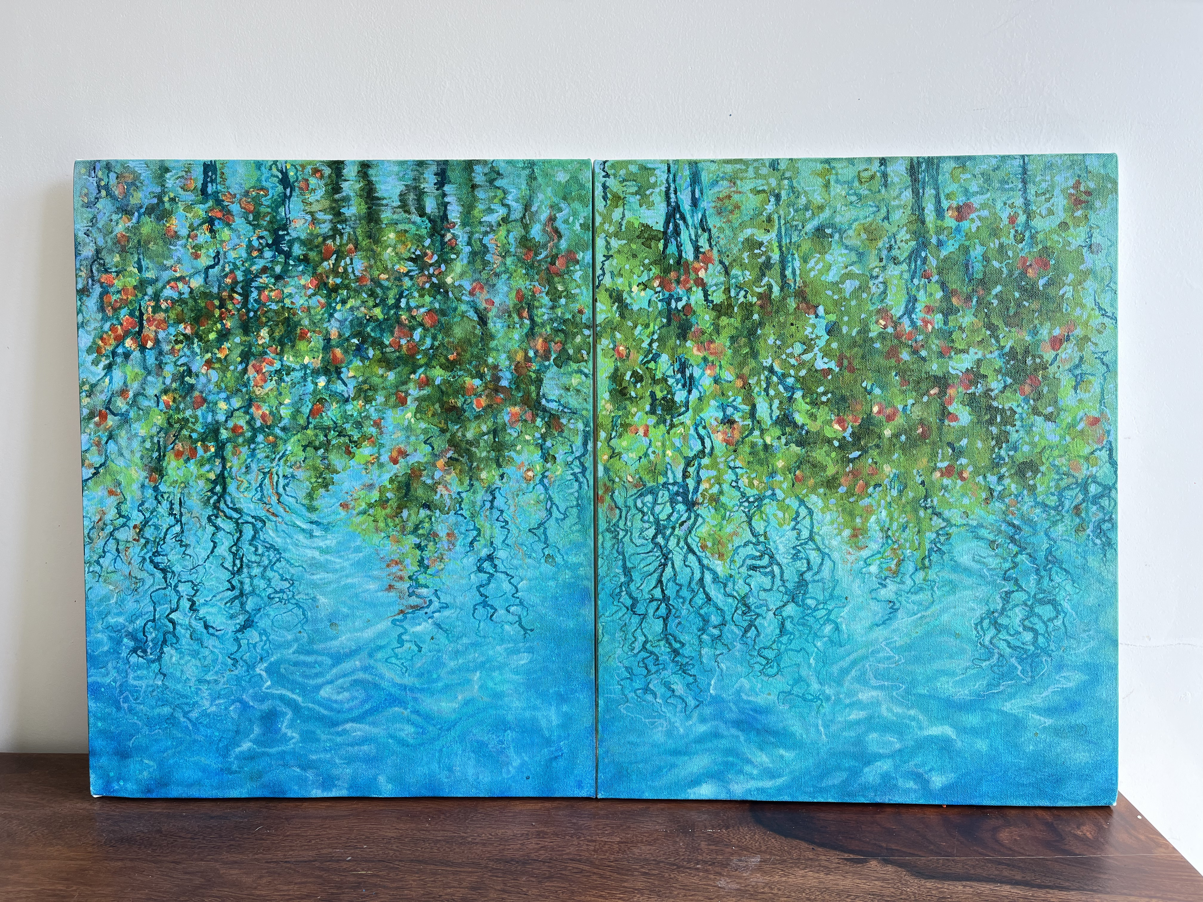 Abstract Landscape Diptych Painting- wall art for modern homes