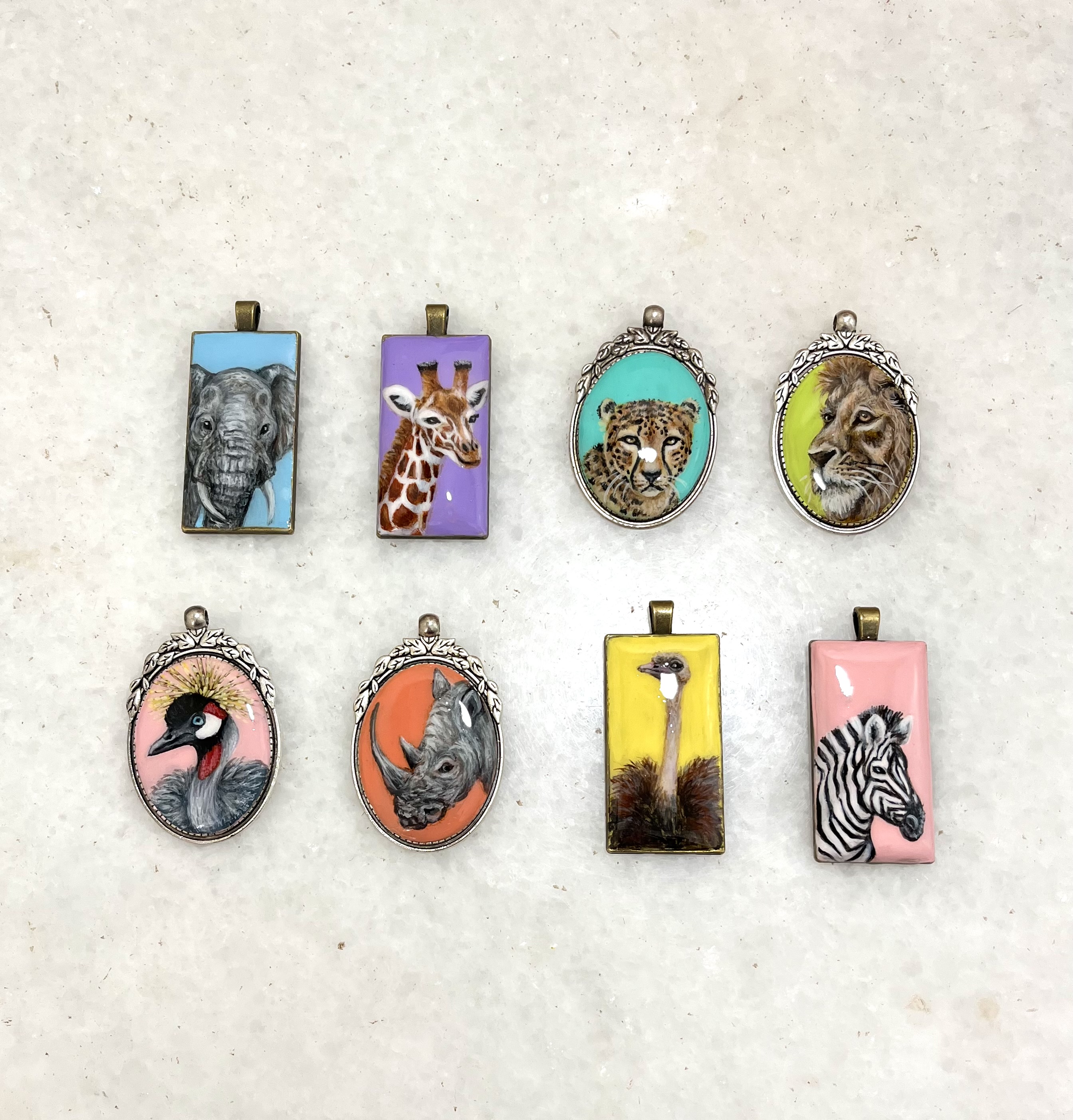Hand-painted Cheetah Pendant Necklace - Gift for Wildlife lovers