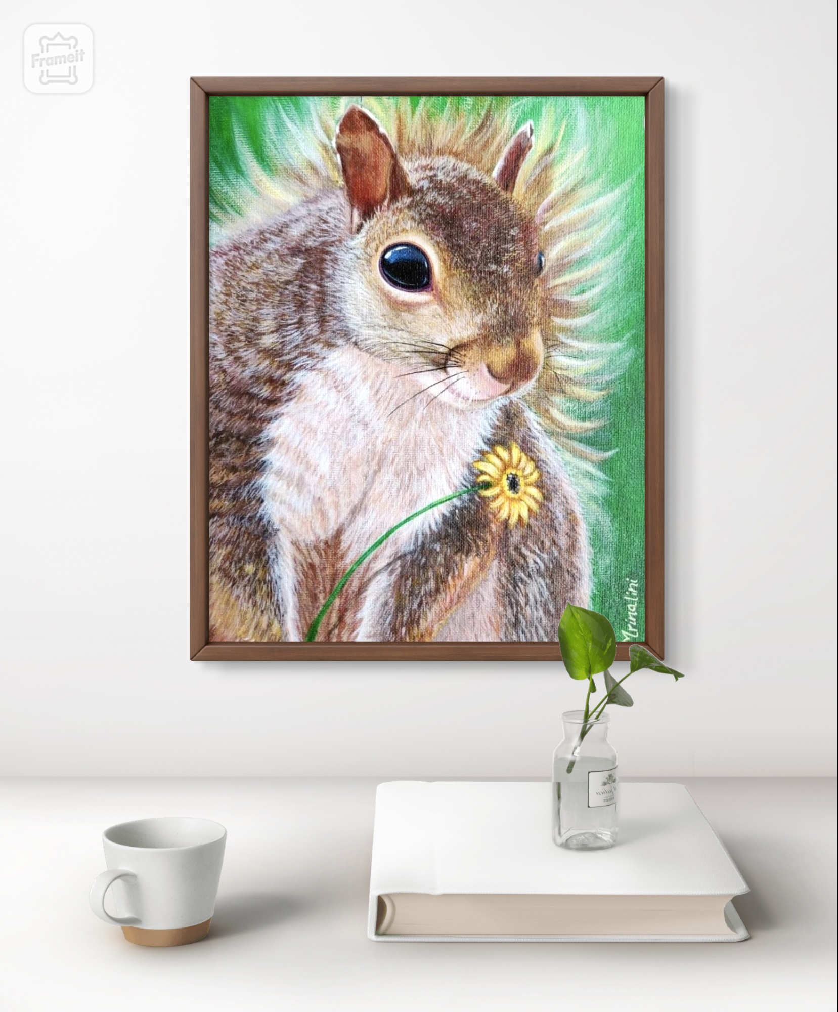 Original Squirrel painting on canvas, Animal theme wall art, Kids room decor, woodland animals, forestcore wall decoration