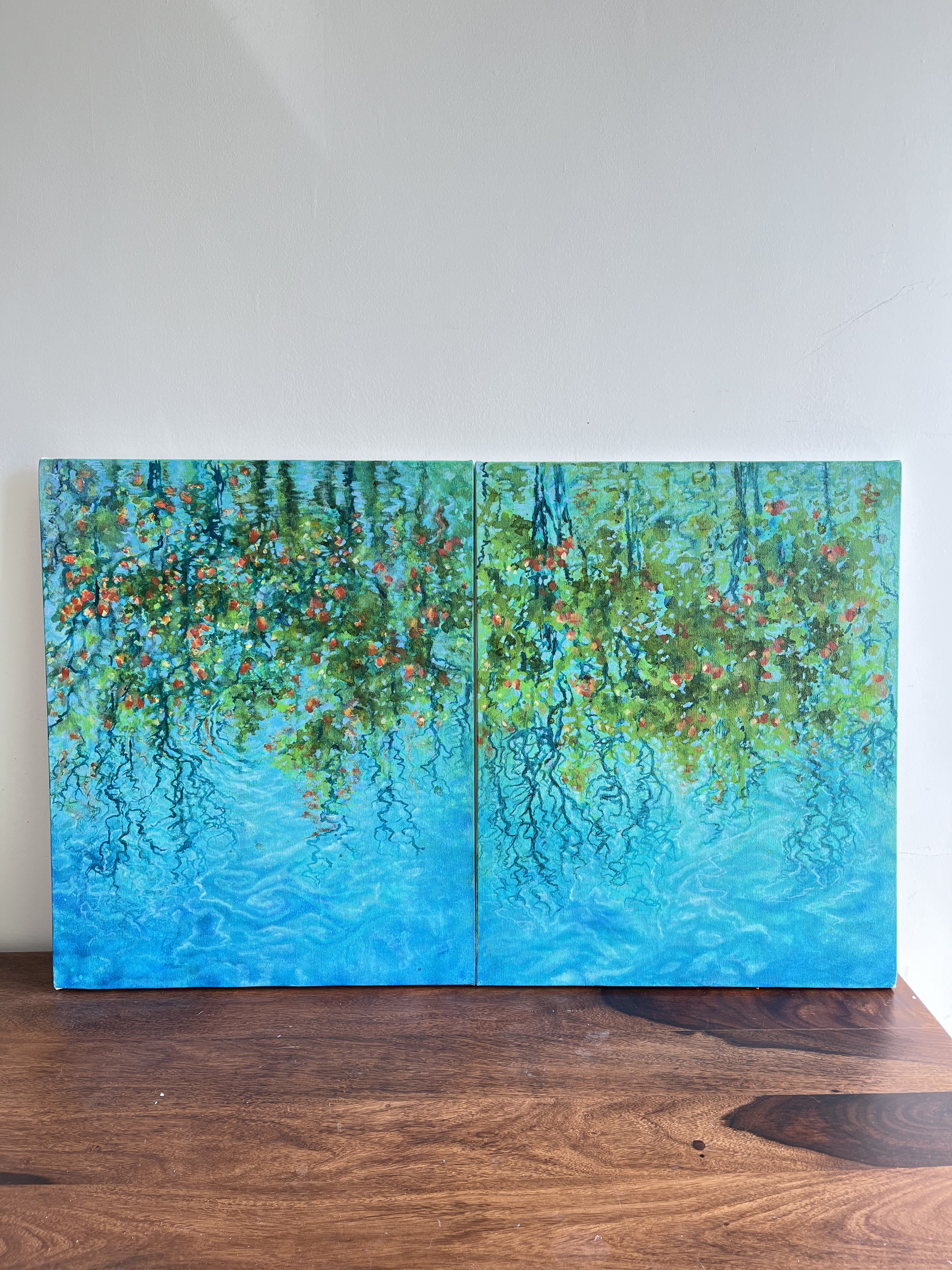 Abstract Landscape Diptych Painting- wall art for modern homes