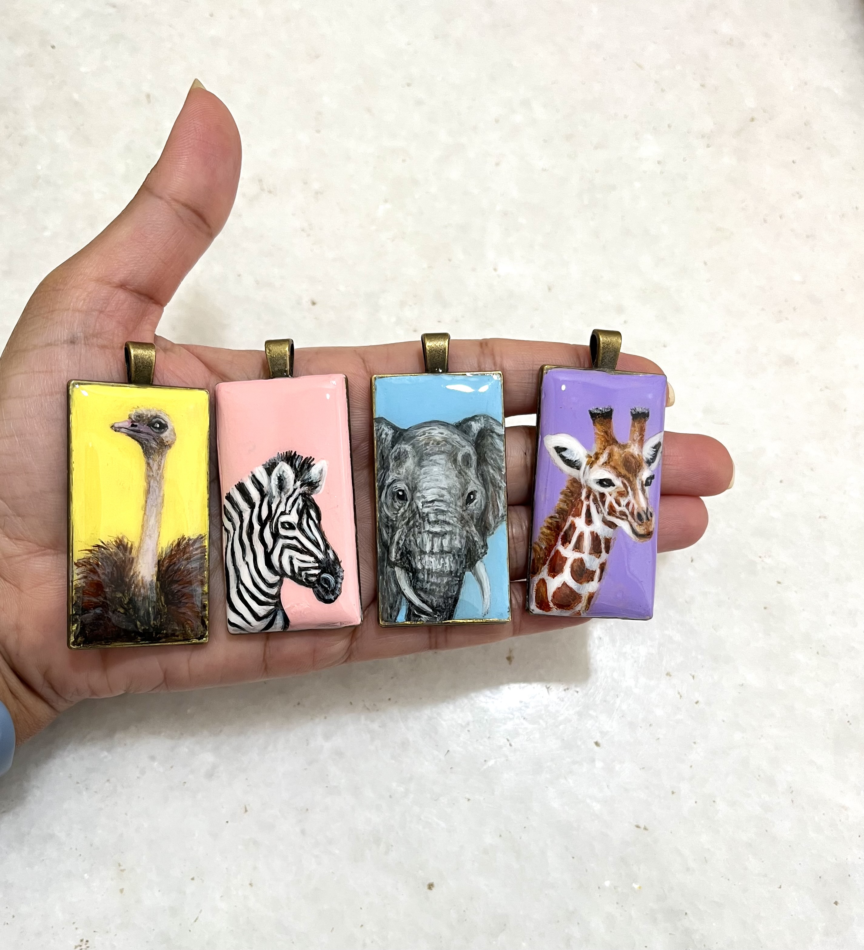 Hand-painted Giraffe Pendant- gift for wildlife lovers