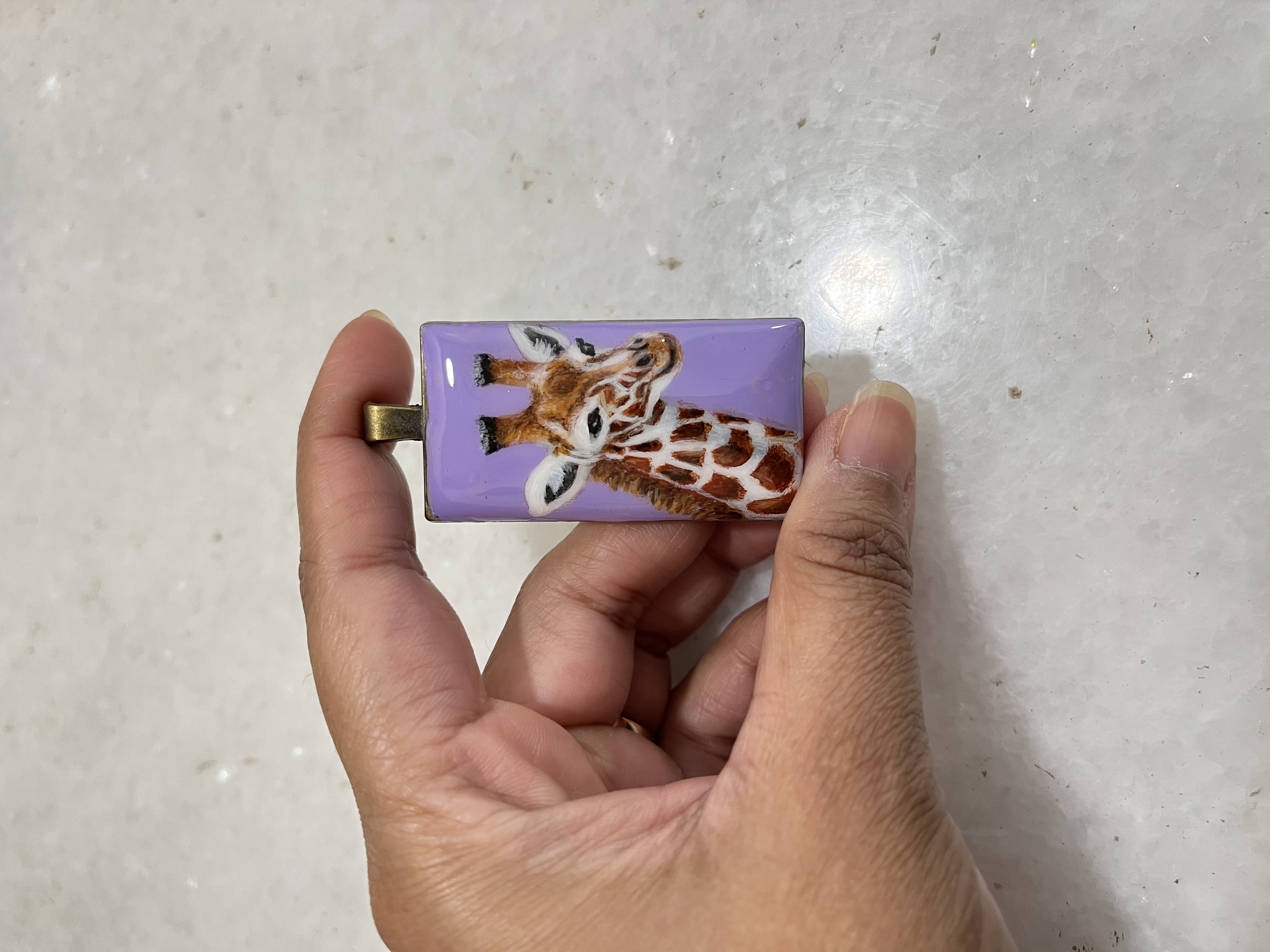 Hand-painted Giraffe Pendant- gift for wildlife lovers