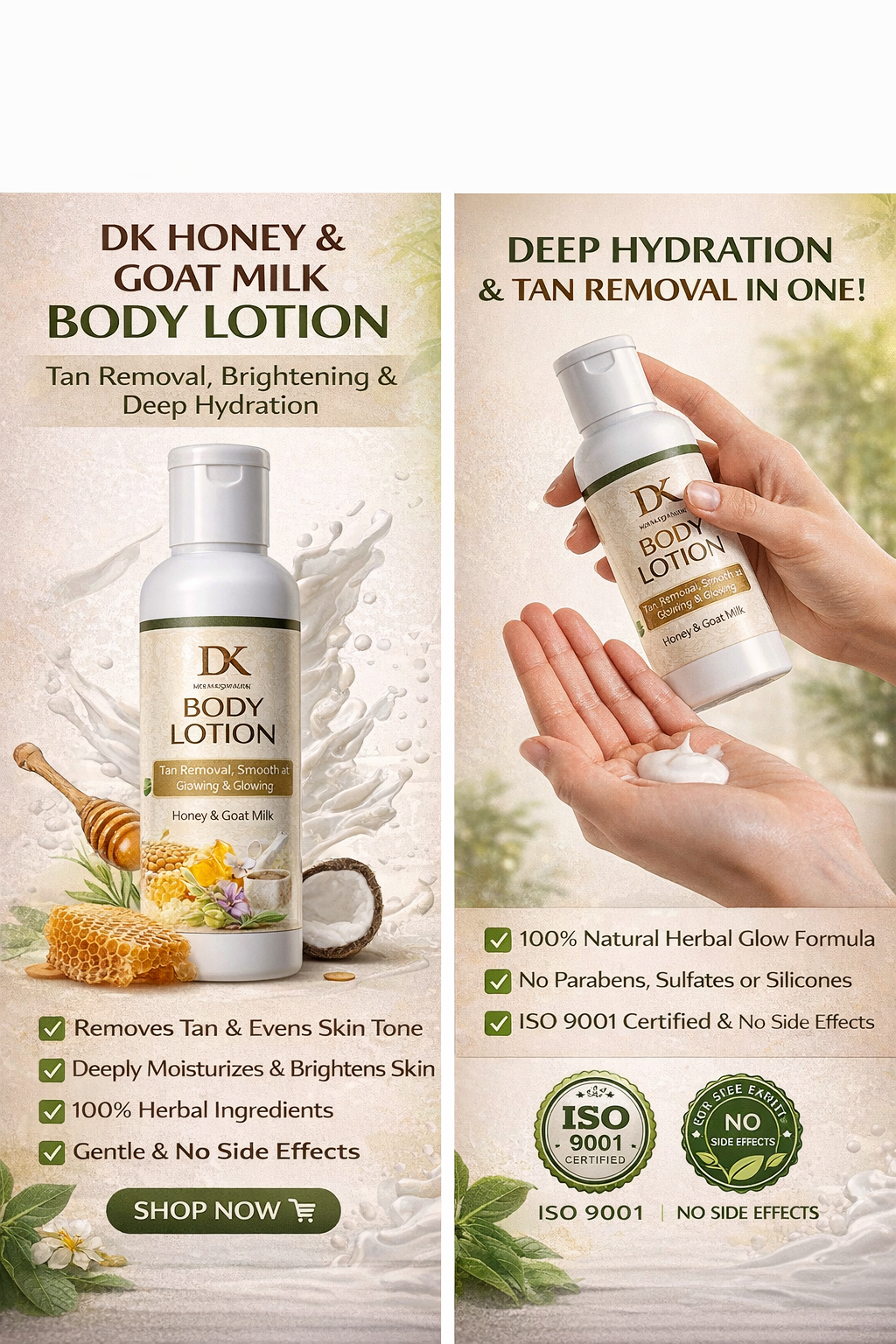 DK Honey & Goat Milk Body Lotion – Tan Removal, Brightening & Deep Hydration (150g)