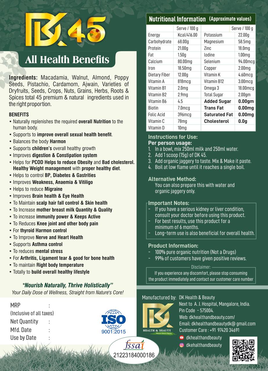 DK 45 – YOUR DAILY PLANT BASED NATURAL NUTRITION 