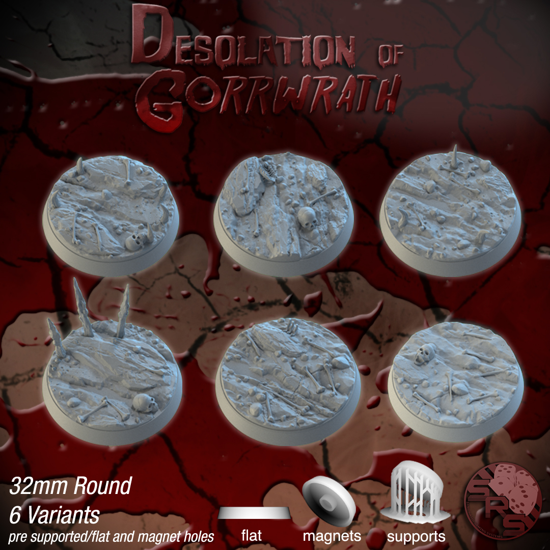 Blood Scenic Bases – Resin 3D Printed Bases for Tabletop Miniatures | 25mm to 120mm Sizes Available