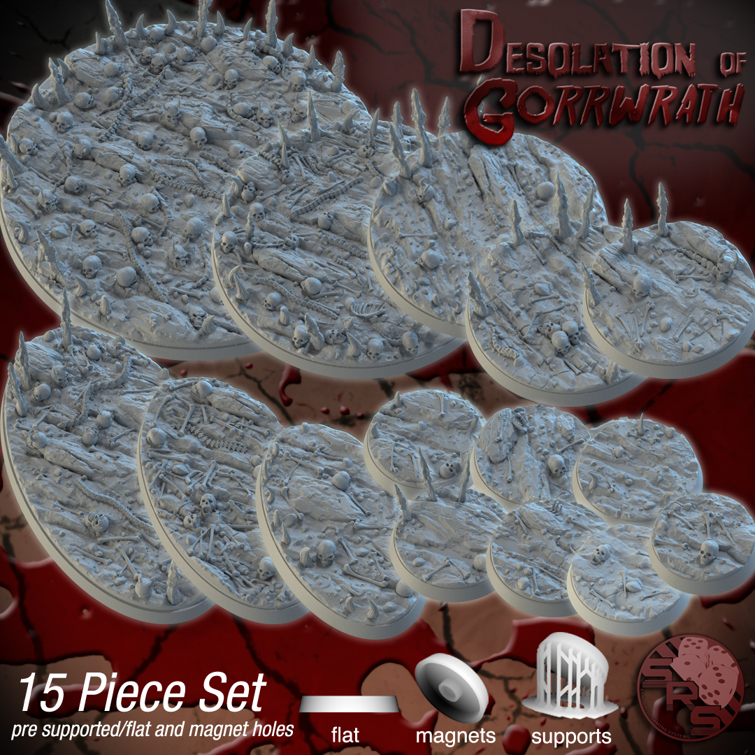 Blood Scenic Bases – Resin 3D Printed Bases for Tabletop Miniatures | 25mm to 120mm Sizes Available