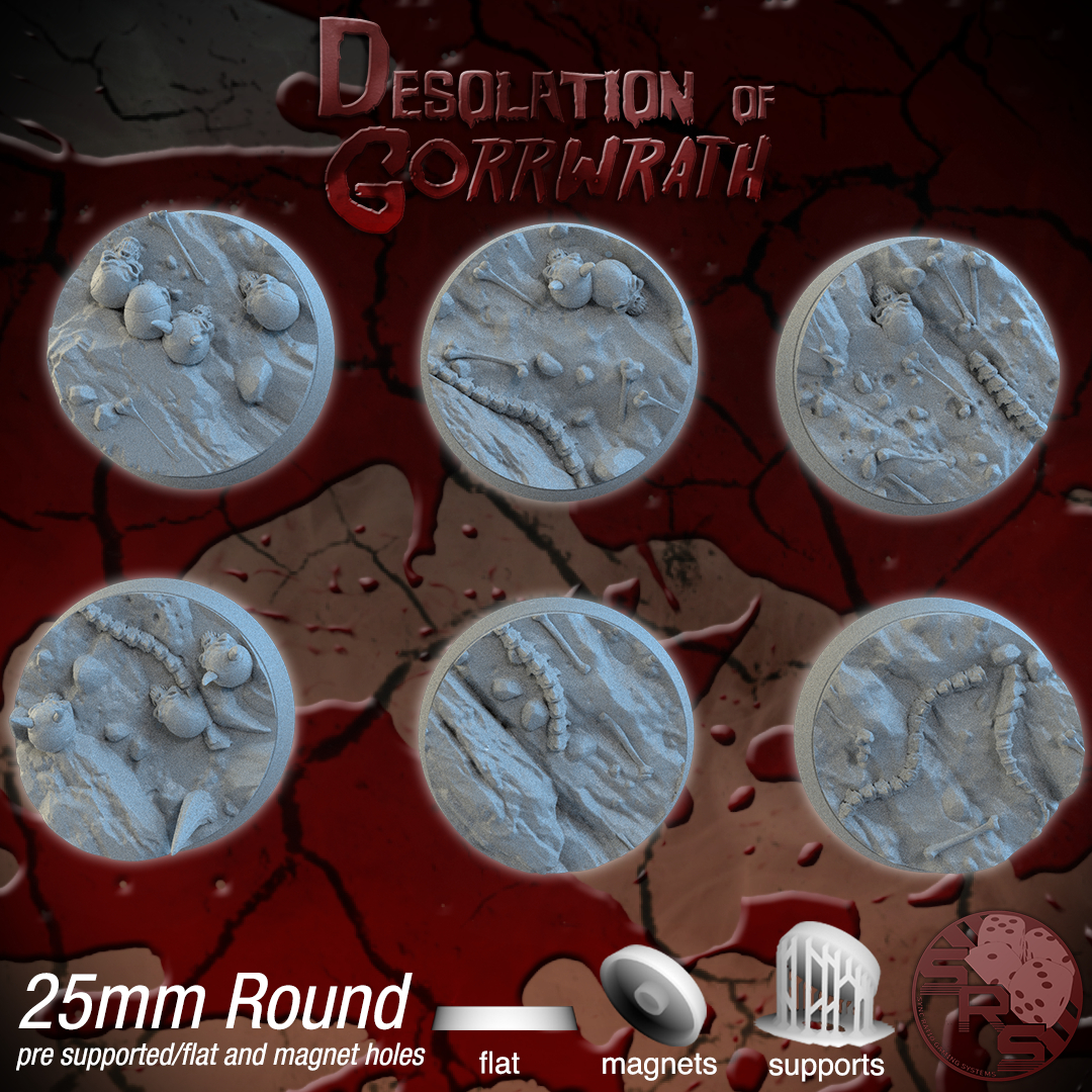 Blood Scenic Bases – Resin 3D Printed Bases for Tabletop Miniatures | 25mm to 120mm Sizes Available